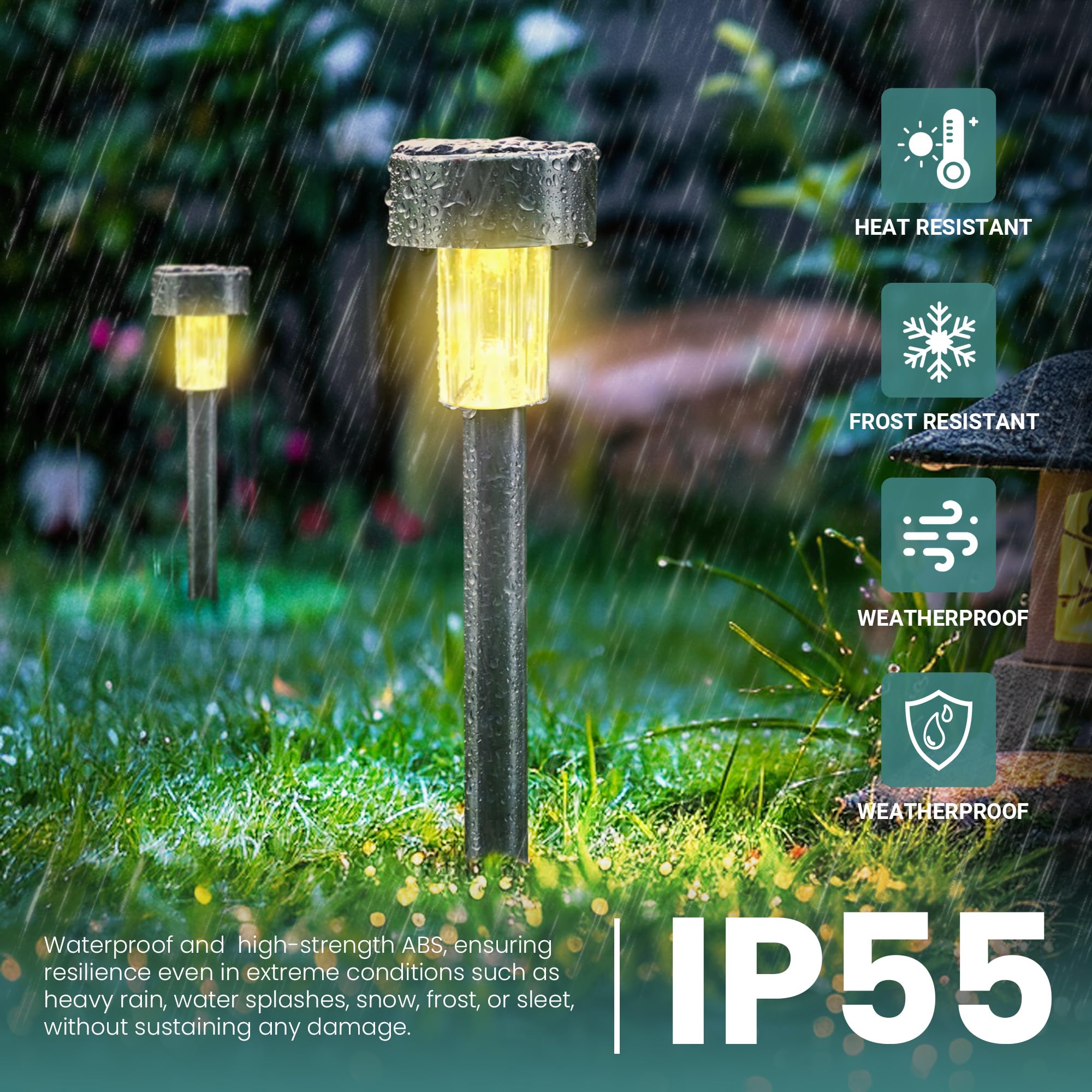Gigalumi 24 Pack Solar Path Lights Outdoor,Solar Lights Outdoor Waterproof,Stainless Steel Led Landscape Lighting,Solar Garden L