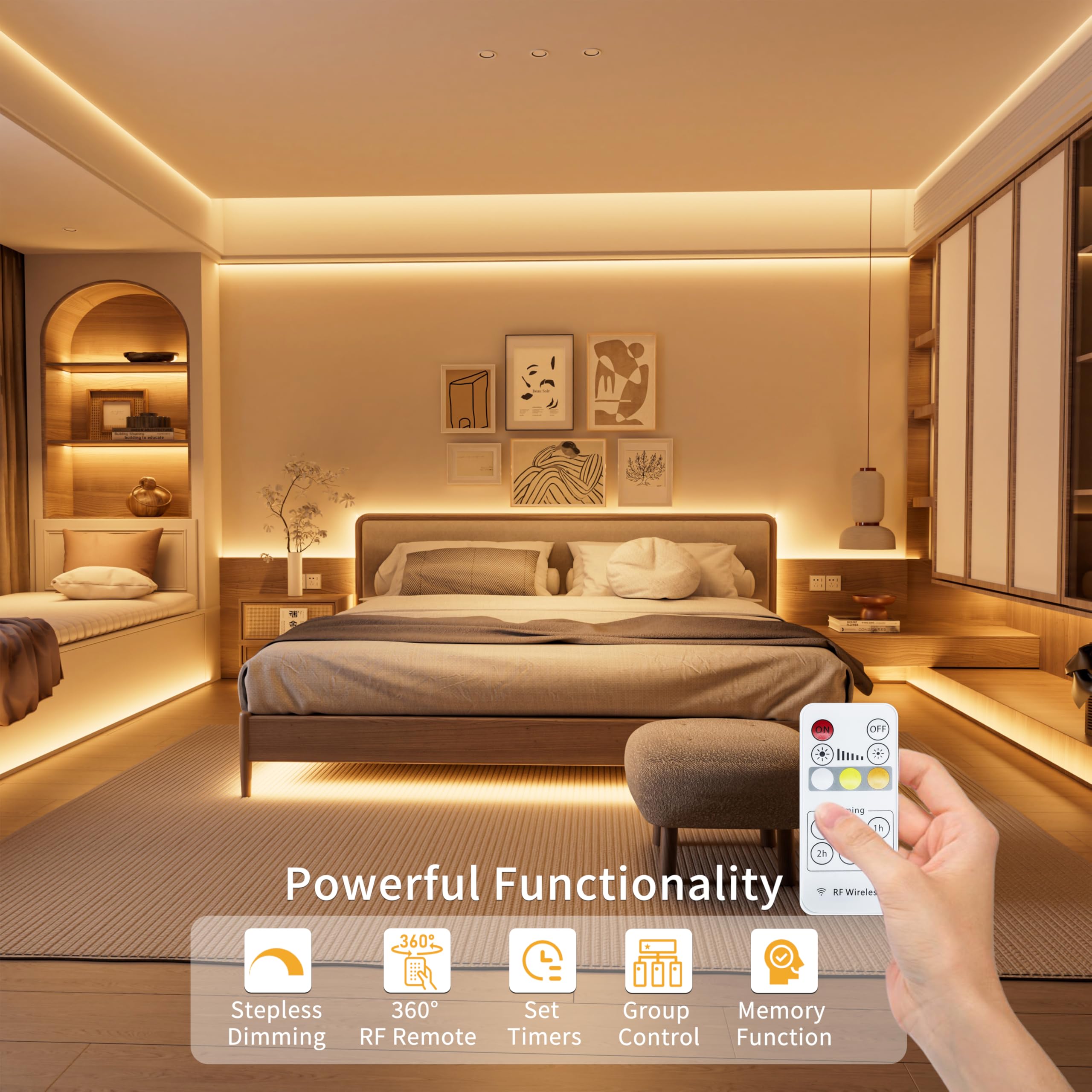 Pautix 5V Usb Cct Tunable Cob Led Strip Lights 6.56Ft/2M,1280Leds 1200Lm 2700K-6500K Dimmable Cri85+ With Rf Remote Tv Backlight