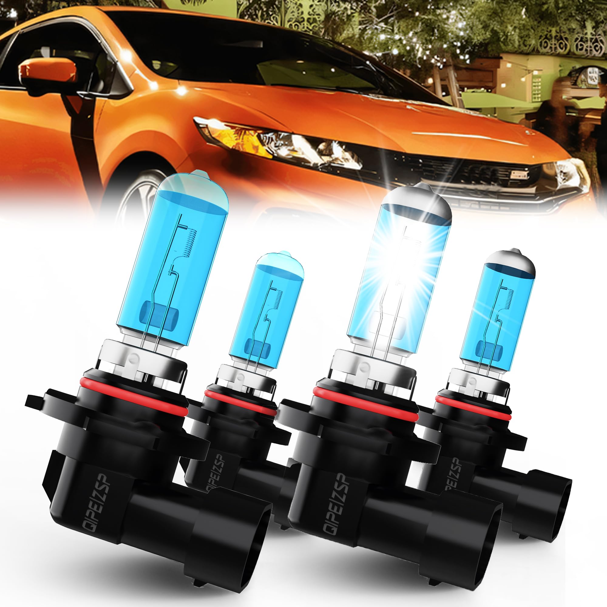 QIPEIZSP Compatible with honda civic 2004-2013 halogen headlight bulbs, 9005/HB3/H10 high beam + 9006/HB4 low beams,car light bu