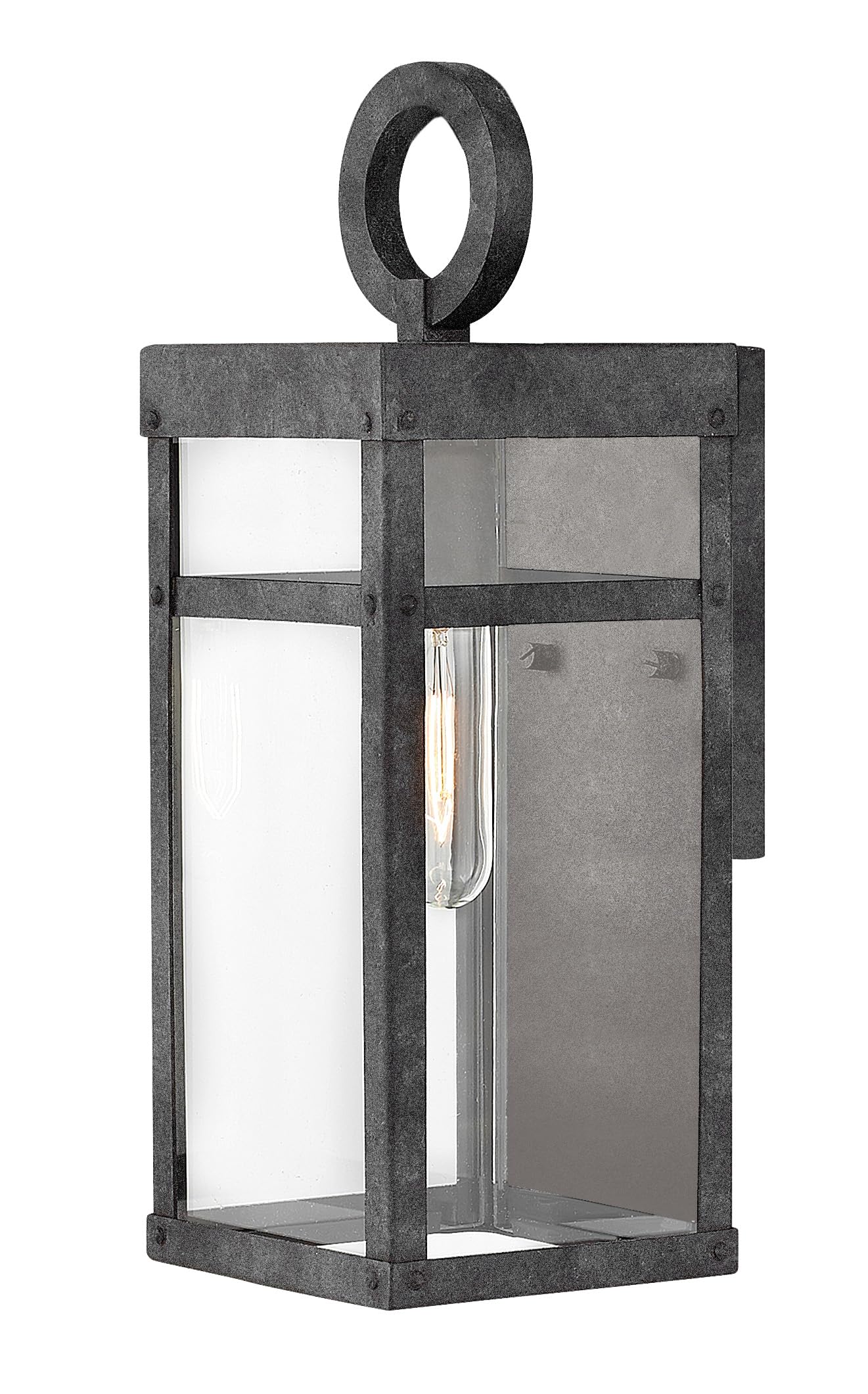 Hinkley Porter Small Outdoor Lantern, 1-Light, Aluminum, Aged Zinc Finish, Model 2806DZ, Extra Small