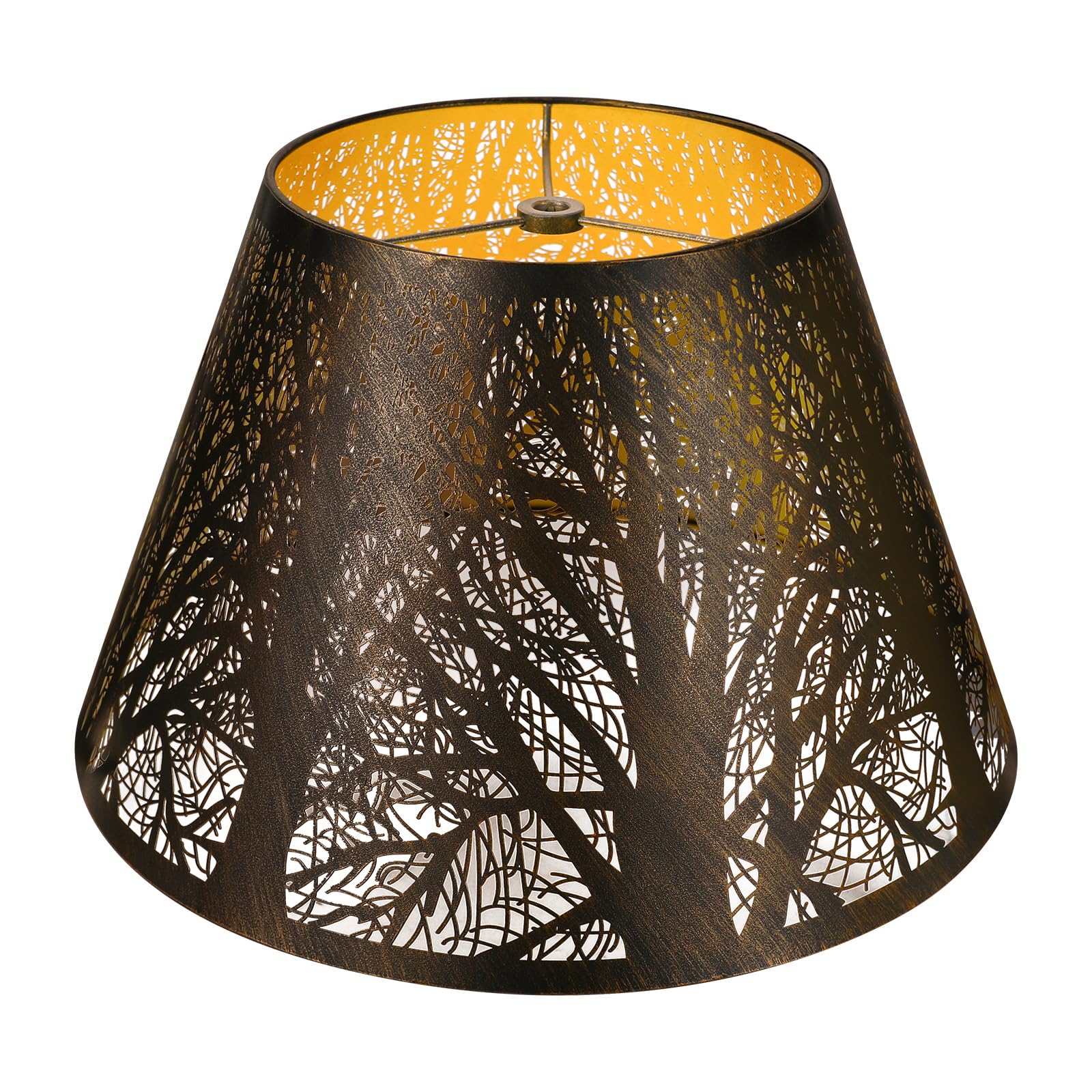 Metal Lamp Shade  Alucset Barrel Lampshade With Pattern Of Trees Lampshades For Table Lamp  Metal Lamp Shades 7 Top X 13 Bottom X 7.8 High Spider Fitter  Bronze Gold