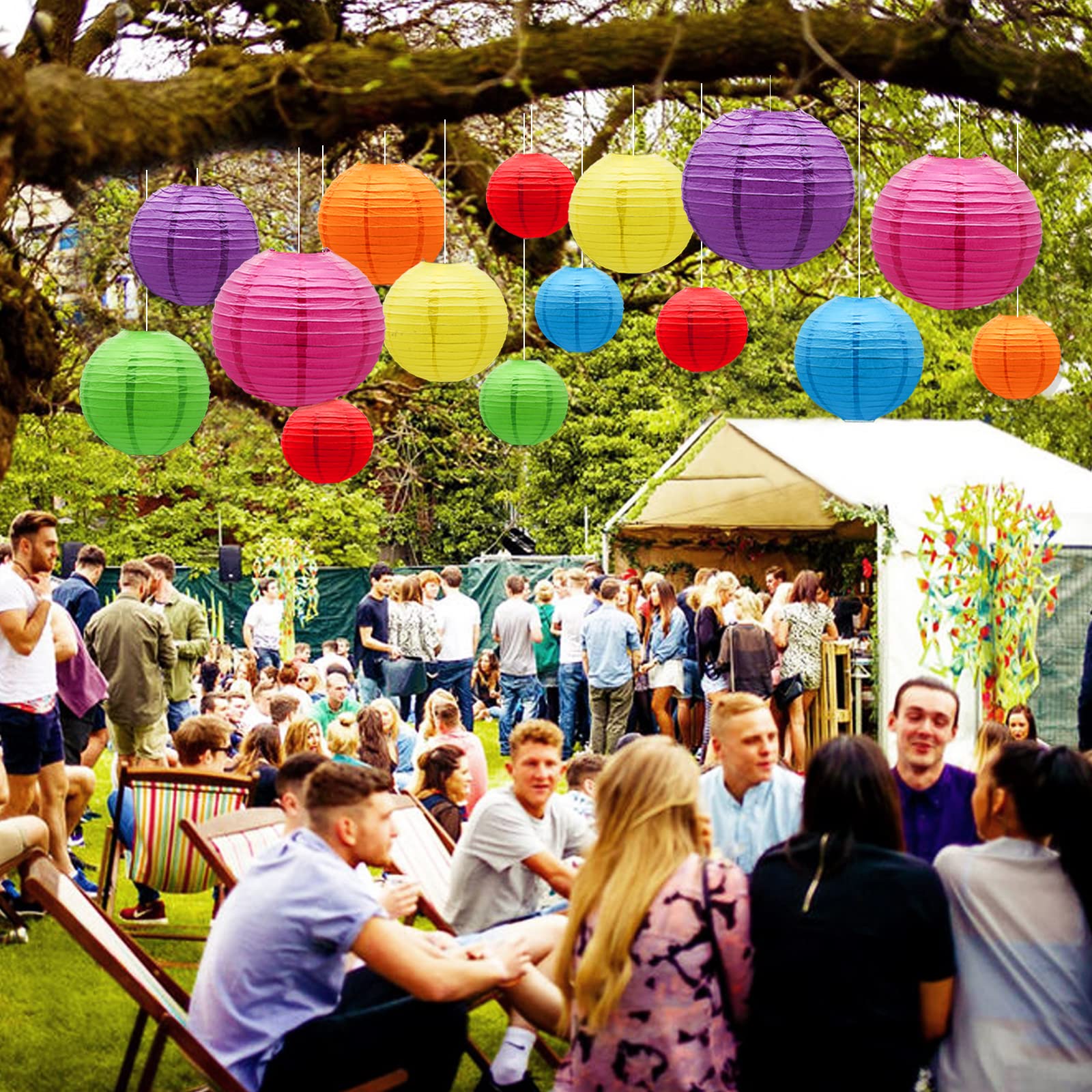 Round Chinese Paper Lanterns Decorative 14Pcs Wedding Birthday Party Valentine'S Day Baby Showers Decoration Multicolored Macaro