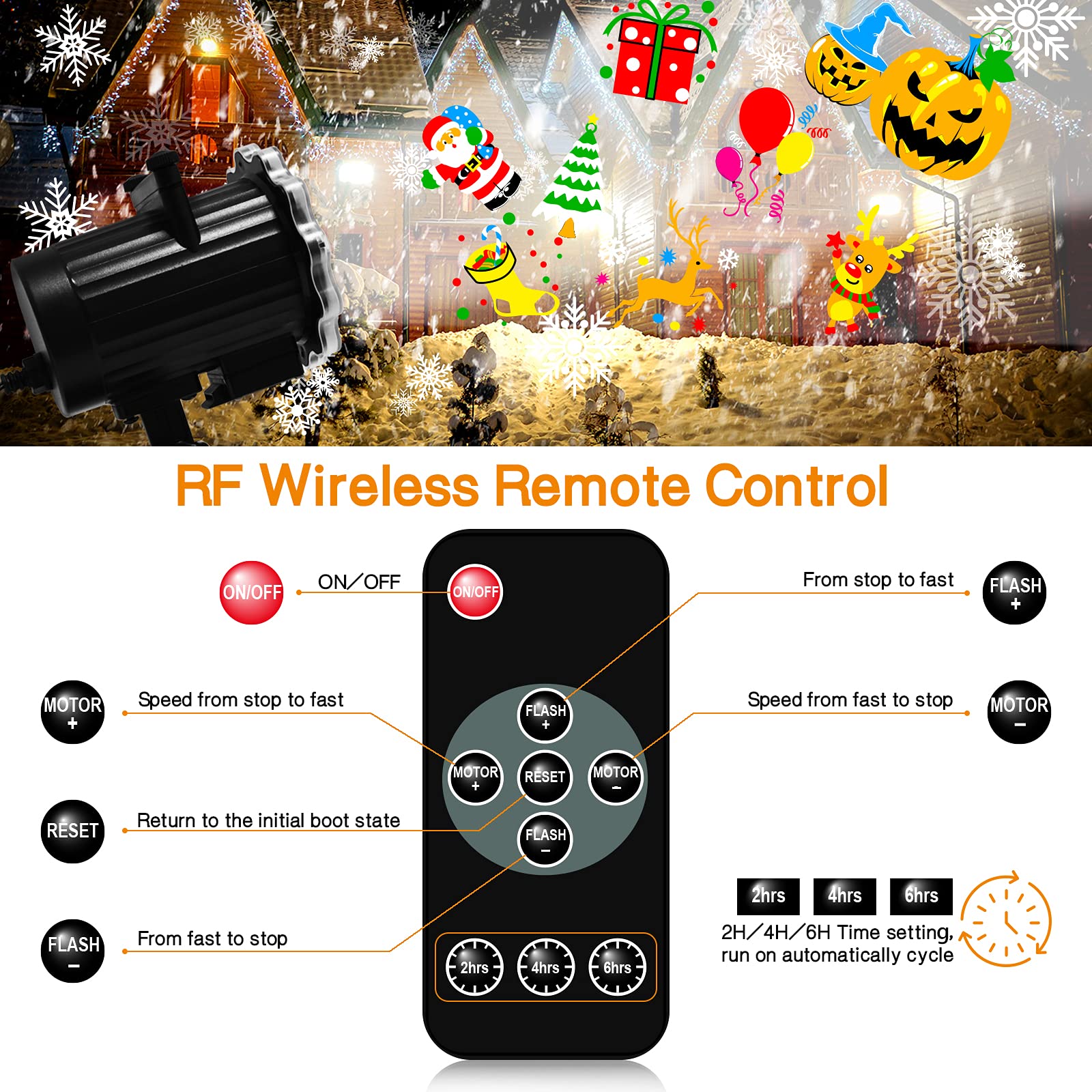 Segotendy Holiday Projector Lights Outdoor, Year Round 10 Theme 16 Slides, Waterproof Holiday Projector Lights With Remote Contr