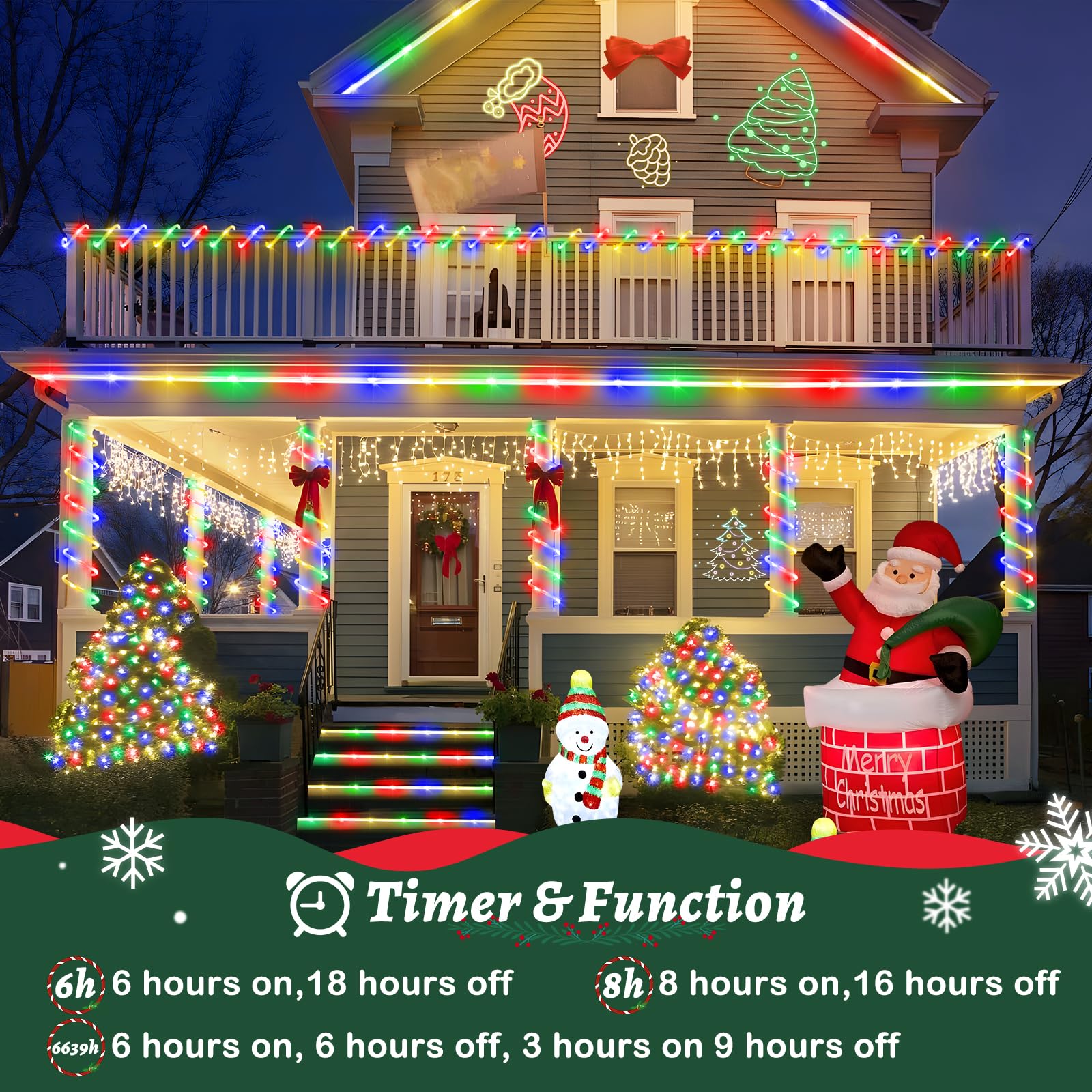 Hezbjiti 2 Pack Led Rope Lights Waterproof Rope Light 197Ft 600 Led Flexible Tube Lights With 8 Modes For Garden Patio Bedroom Party Indoor Outdoor Decorations