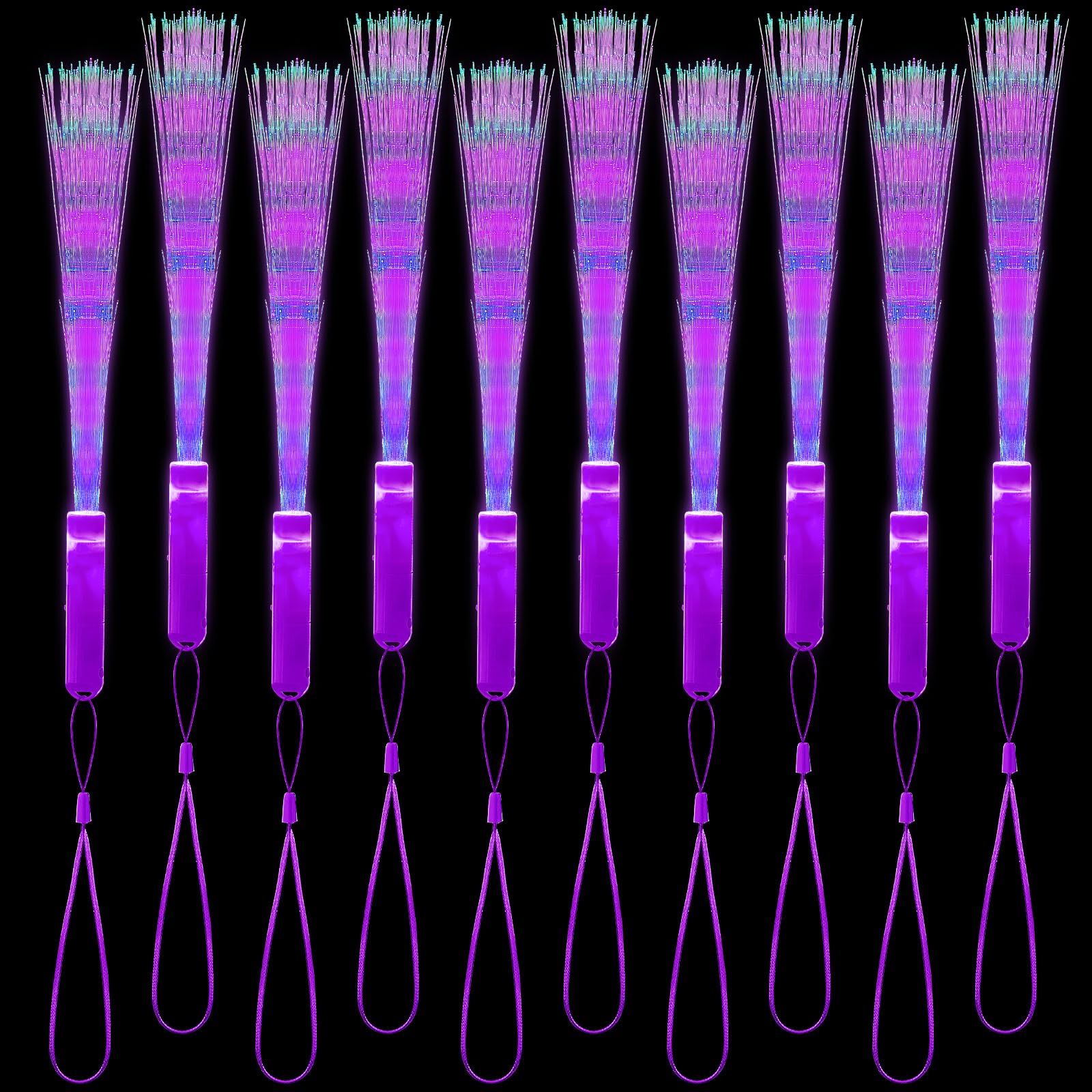 Kasyat 10 Pieces Fiber Optic Wand Light up Glow Stick LED Colorful Flashing Wands for Party Favors(Purple)
