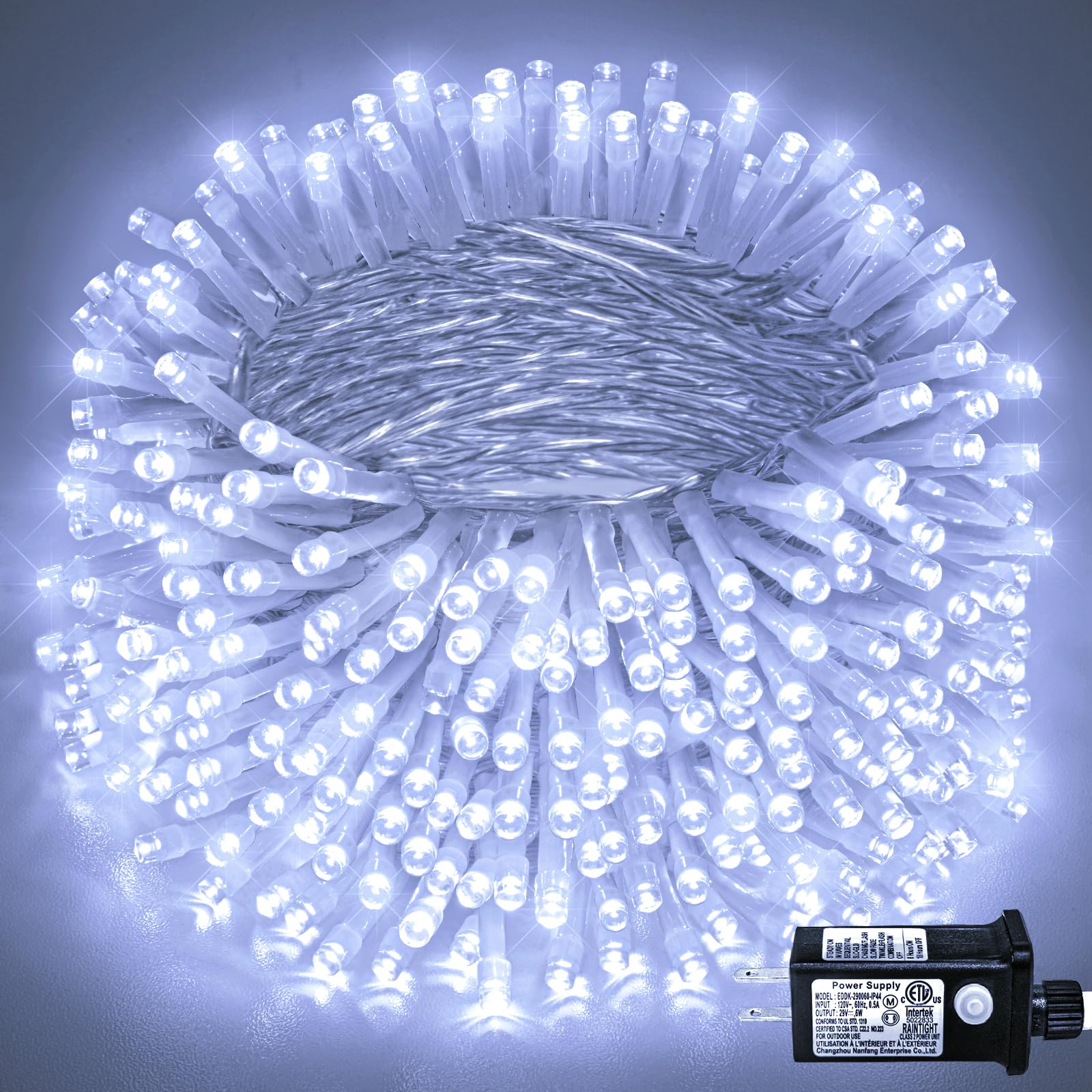 600 Led White Christmas Lights Outdoor 197Ft 8 Modes White Christmas String Lights Clear Wire  Plug In Twinkle Fairy Lights For Bedroom Wedding Christmas Tree Decorations