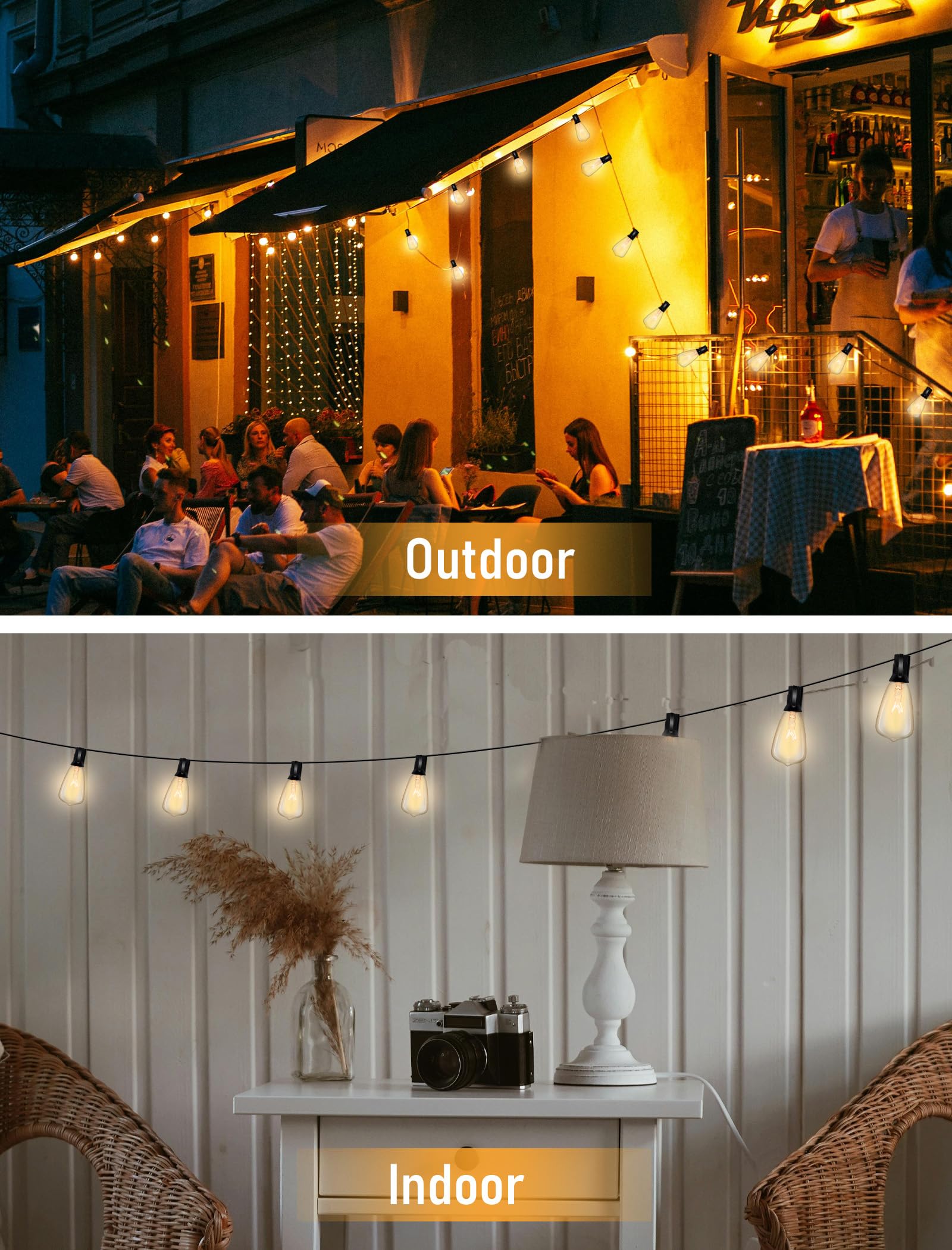 Romasaty 25-Pack St35 Light Bulbs Replacement Edison Clear Bulbs -5 Watts C7/E12 Screw Base For Indoor/Outdoor Patio String Ligh