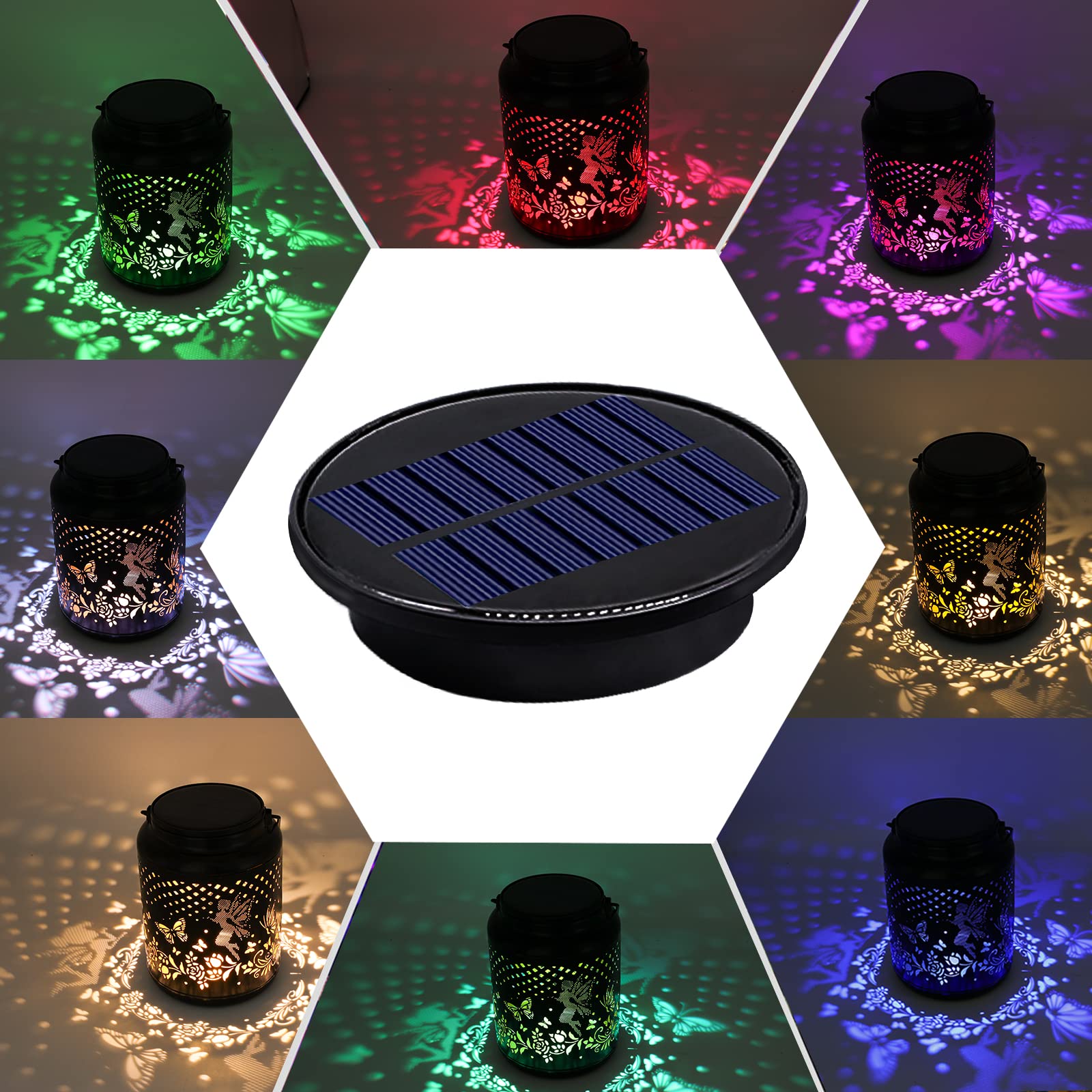 Znycye Upgraded Replacement Solar Light Parts(Top Size 3.66 In, Bottom Size 2.76 In), 2 Pack 8 Colors Solar Replacement Top Part