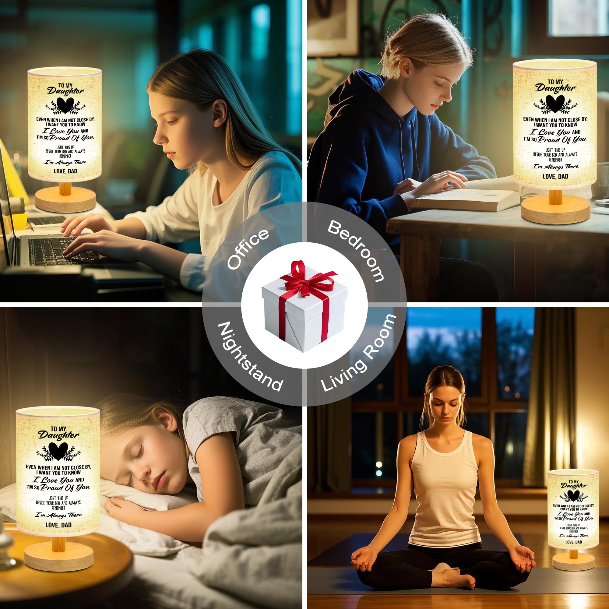 Wsyear Mothers Day Birthday Gifts For Daughter From Dad,To My Daughter Gifts From Dad- Table Lamp Father Daughter Graduation Gif