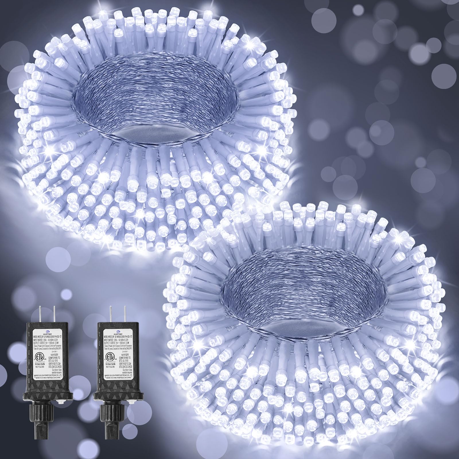 250FT 760 LED Christmas Lights, 2Packs Plug in Christmas String Lights Waterproof, Timer & Memory, 8 Modes Twinkle Light for Out