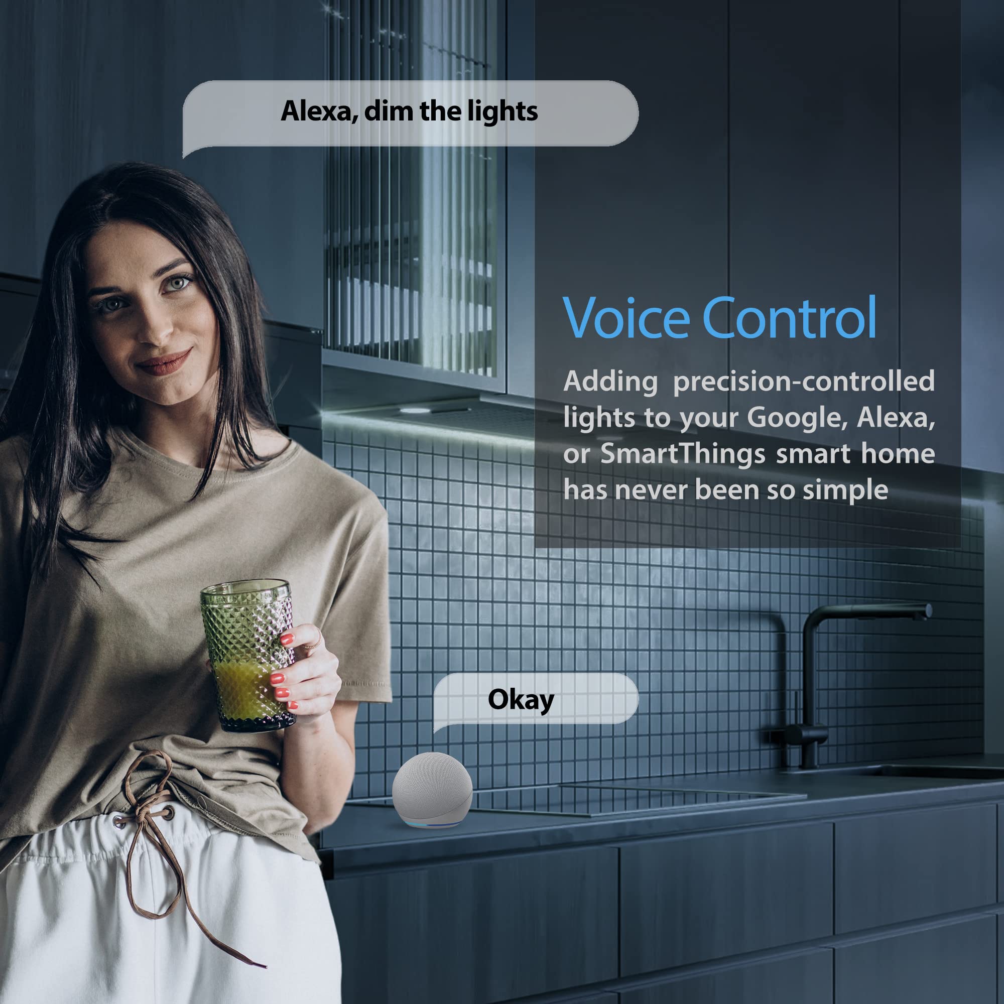 EShine LED Under Cabinet Lighting Kit, 4 Pack 12 inch, Smart Dimmable, Cool White (6000K), Model ELWS3004DC