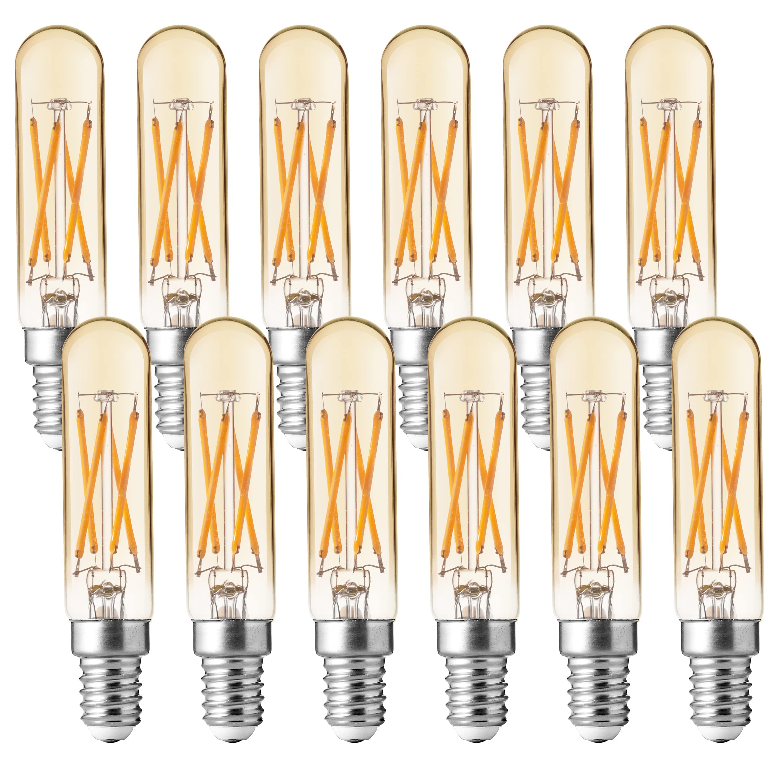 Flsnt Candelabra Led Light Bulbs 60W Equivalent, Dimmable E12 Led Chandelier Light Bulbs, T6/T25, 5.5W, 2200K Amber White, 450Lm