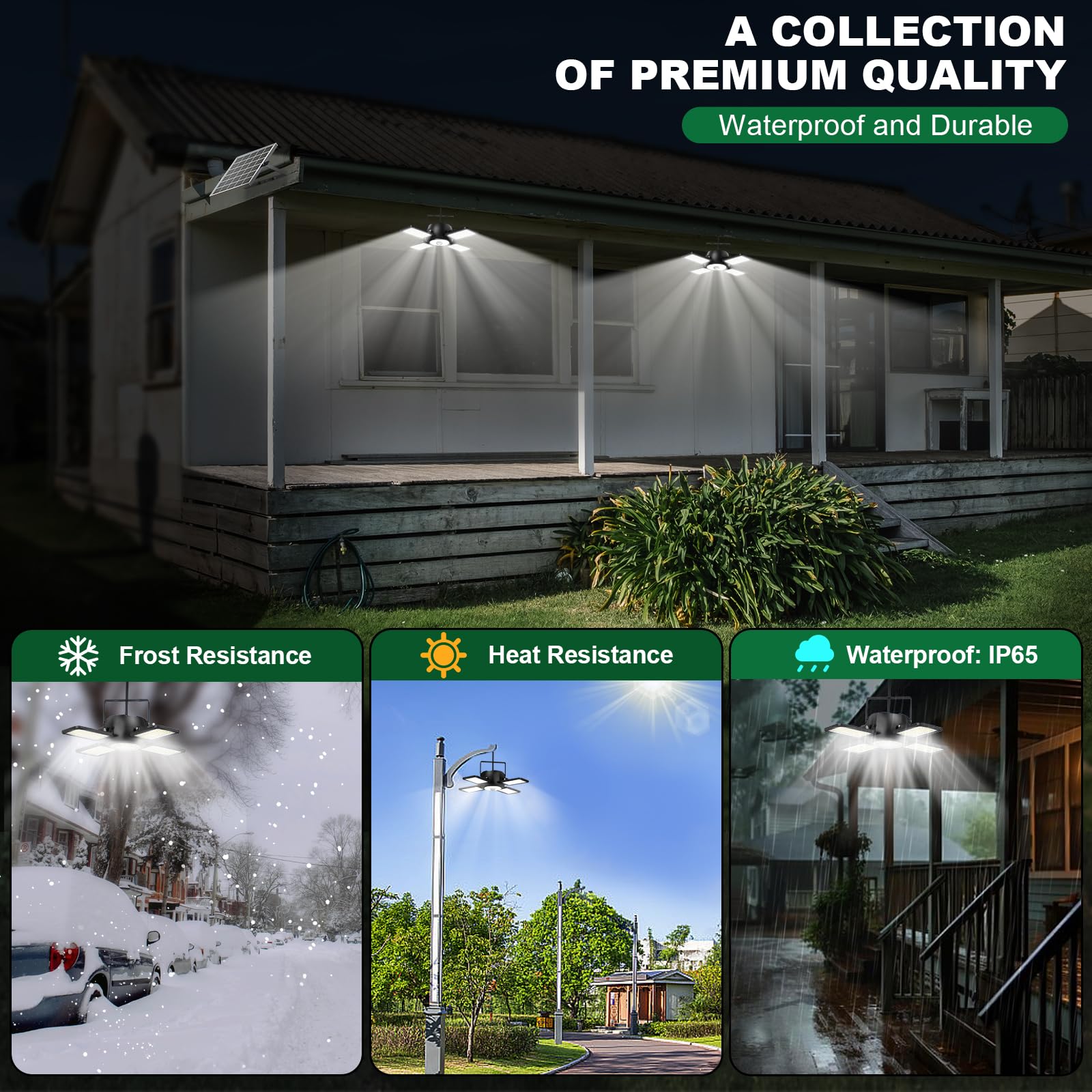 Solar Shed Light Outdoor Indoor Upgrade 1200Lm 174Led 4 And 1 Heads Motion Sensor Pendant Light, Solar Lights With 5 Lighting Modes Remote Control Ip65 Waterproof For Barn Patio Gazebo Shop