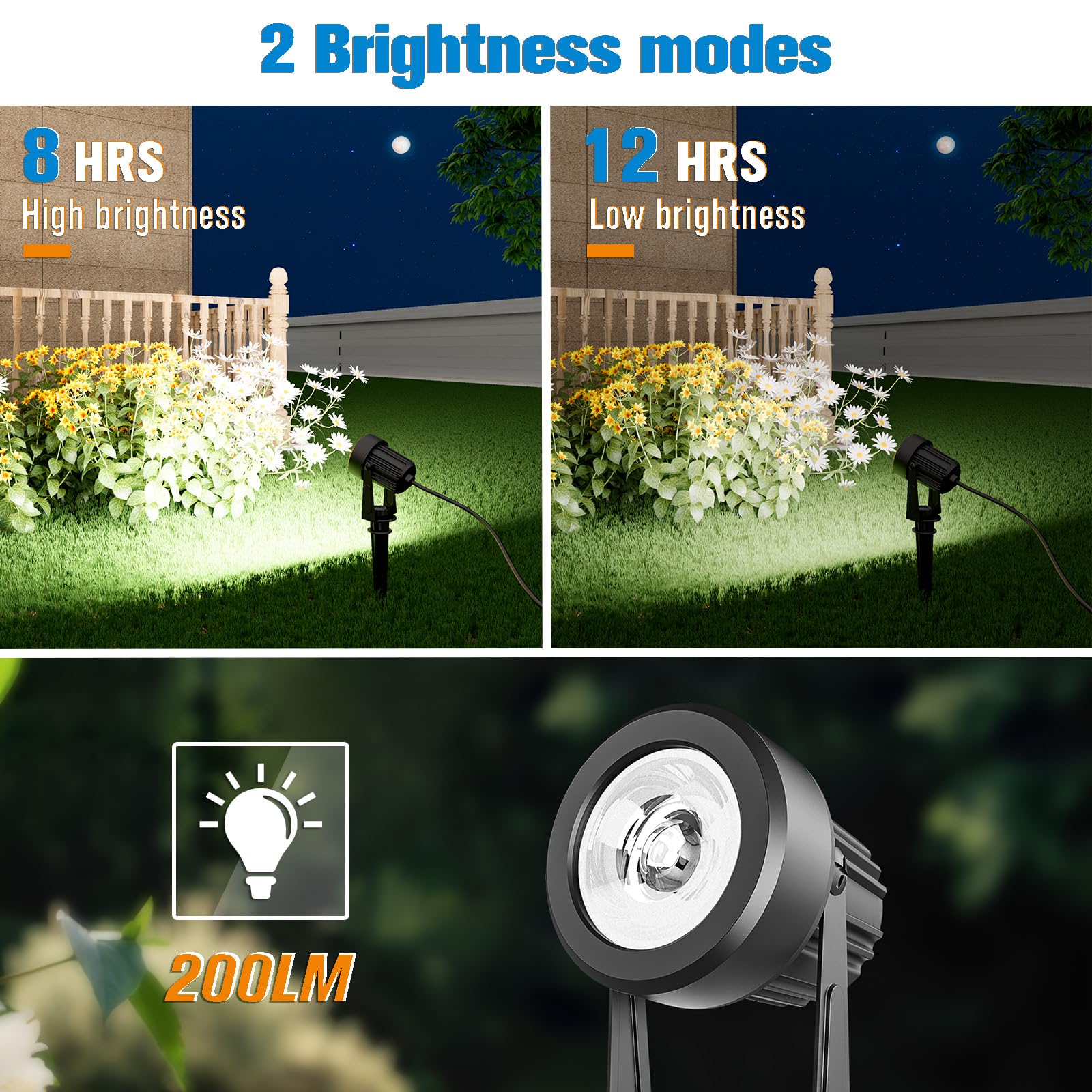 APONUO Solar Spot Lights Outdoor, 4-in-1, IP65 Waterproof, Cool White, 9.8ft Cable, Model 18145BDR