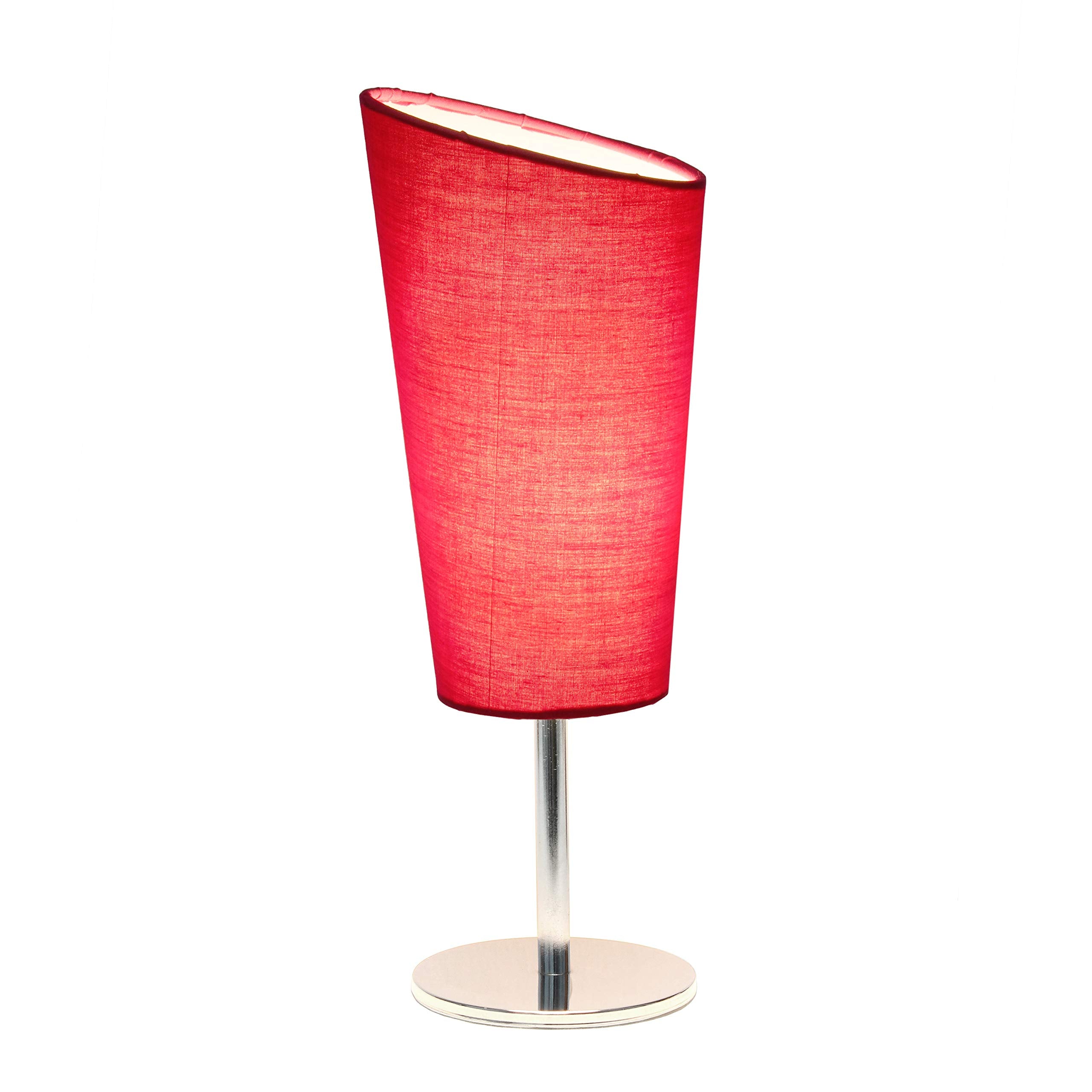 Simple Designs Lt2061-Pnk Mini Table Lamp, Pink Fabric Shade, Chrome Base, 4.75X4.75X12.6