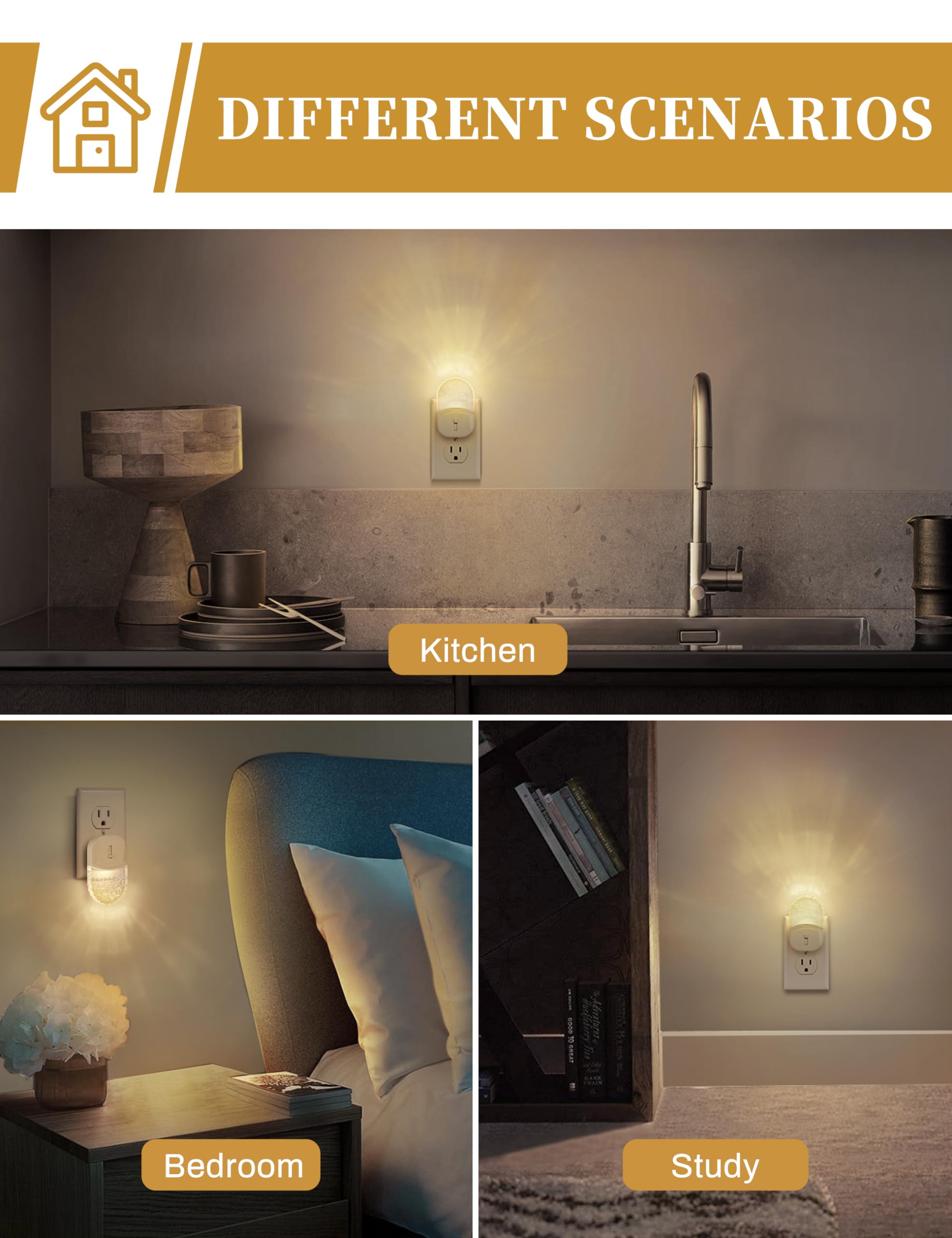 Doresshop Led Night Light, Baby Night Light [2 Pack], Plug In Night Light With Auto Dusk To Dawn Sensor, Adjustable Brightness Night Light For Kids, Bathroom, Bedroom, Nursery Room, Soft White 3000K