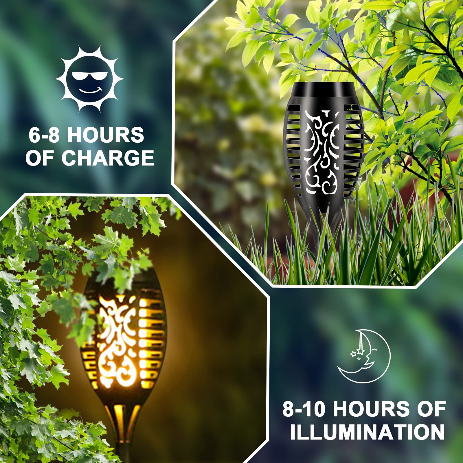 Solar Lights Outdoor 6 Pack, Solar Torch Light With Flickering Flame, Waterproof Outdoor Lighting Solar Powered Pathway Lights,