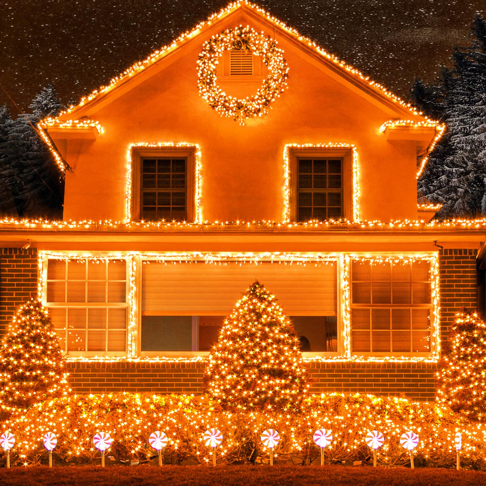 Einiiya 400 LED Orange String Lights, 132 FT Waterproof Fairy Lights, 8 Modes, Clear Wire for Halloween & Christmas Decorations
