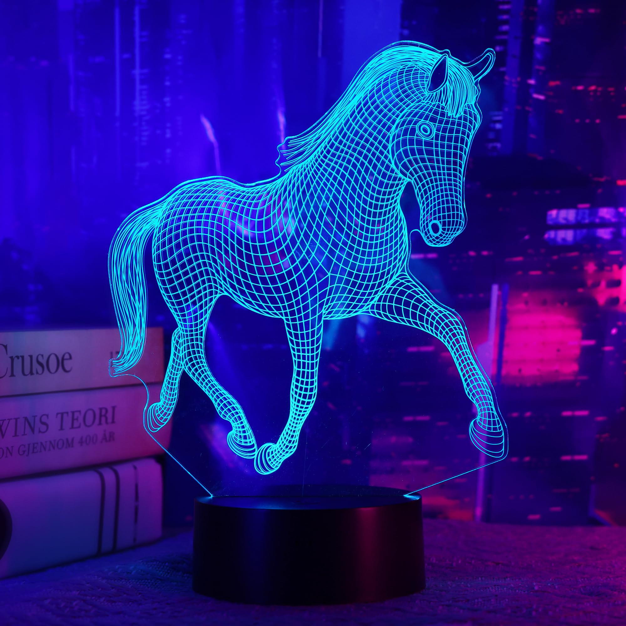 OkiyiD Horse Gifts for Girl, 3D Illusion Lamp, 3D Horse Night Light with 16 Colors, Remote and Touch Control, Horses Decor for Kids Room, Girls Birthday Gifts