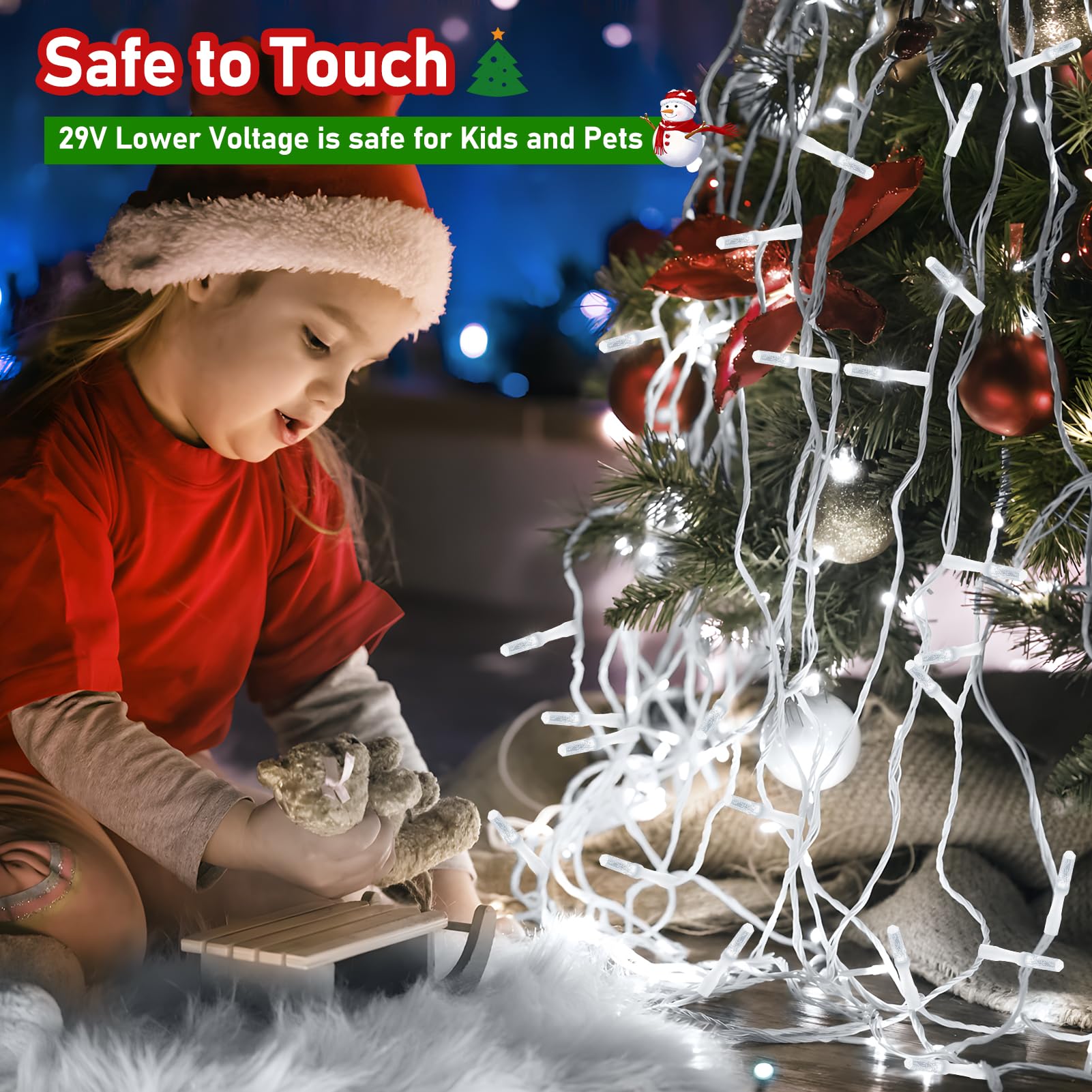 XURISEN LED Christmas Lights Outdoor 1400 LEDs 561FT Cool White, 8 Modes & Timer, Model XUR-STG37