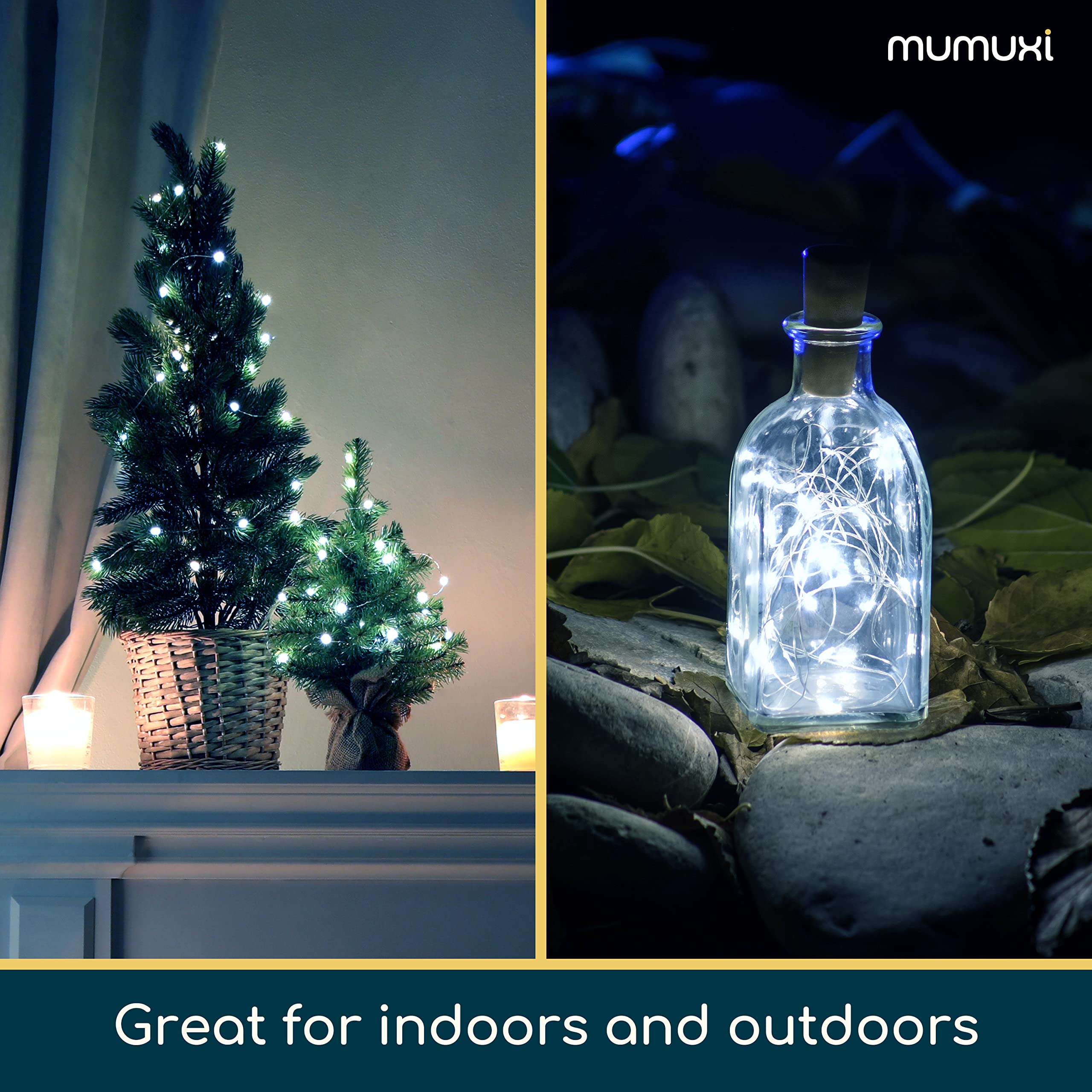 MUMUXI 20 Pack Fairy Lights, 3.3ft Battery Operated Mini LED, Waterproof Silver Wire, Cool White for Home, Party, Wedding Decorations