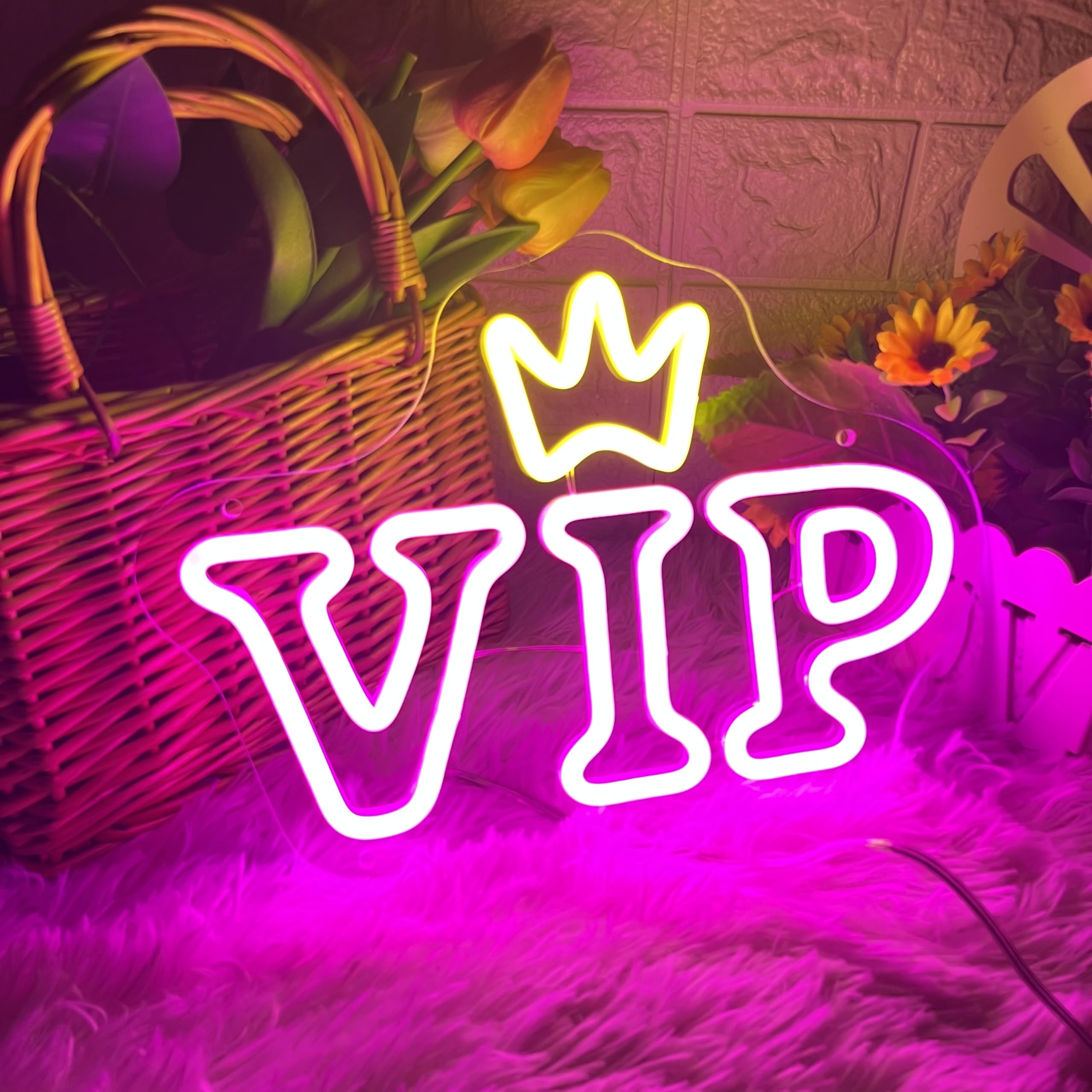 HDJSIGN Neon Sign - VIP Lounge Light Up Wall Decor, USB Powered, Pink, 12x8.62 inches, Model HD4567