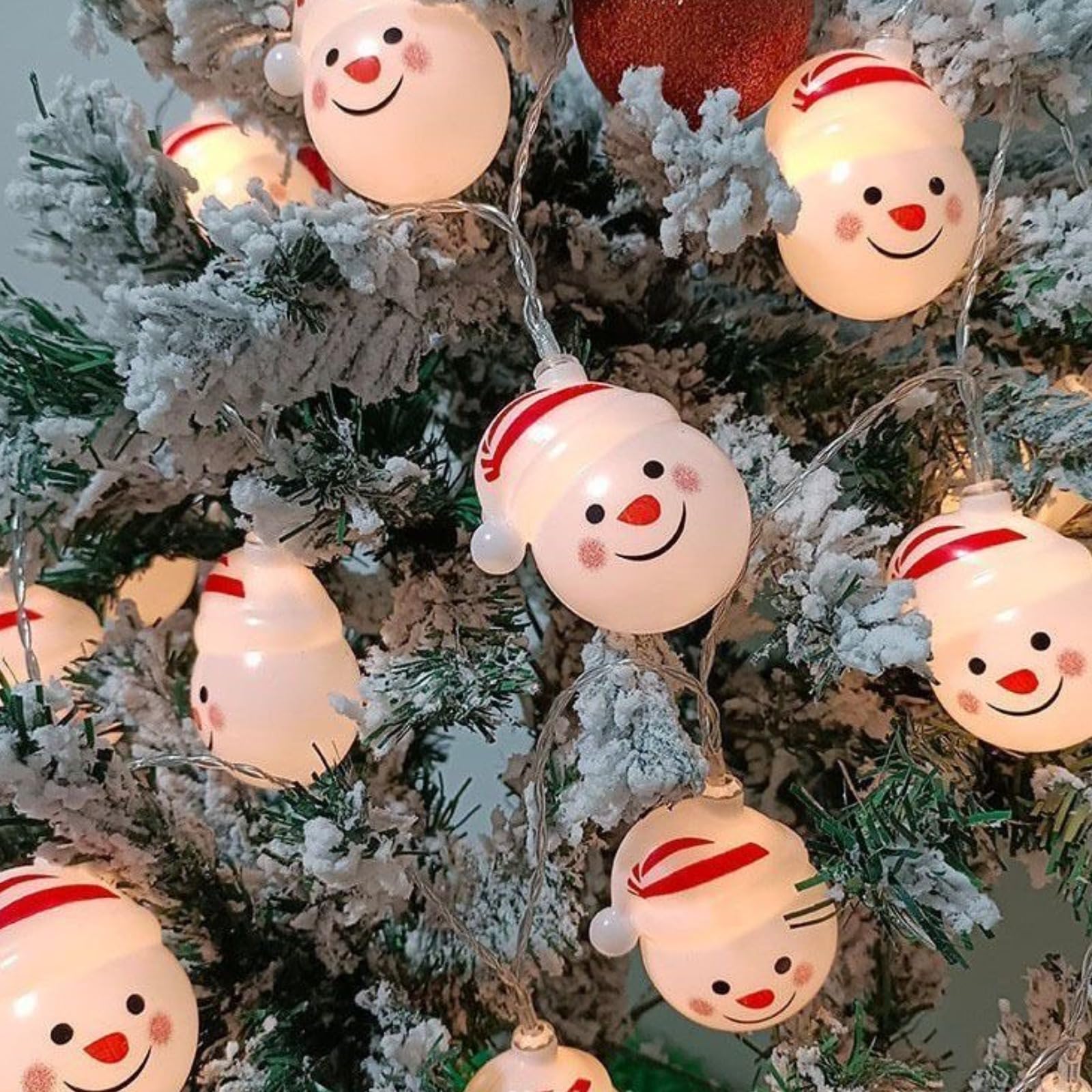 Christmas String Lights,5.4Ft Battery Powered Lights With 10 Snowmen,Battery Operated Lights For Christmas Winter Festival Party Indoor Decor (Snowman)