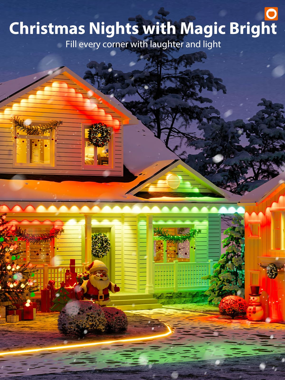 addlon 100FT Smart RGB+IC LED Outdoor Lights, IP67 Waterproof, App & Remote Control, White, Model USET-100FT50LED-B-243C