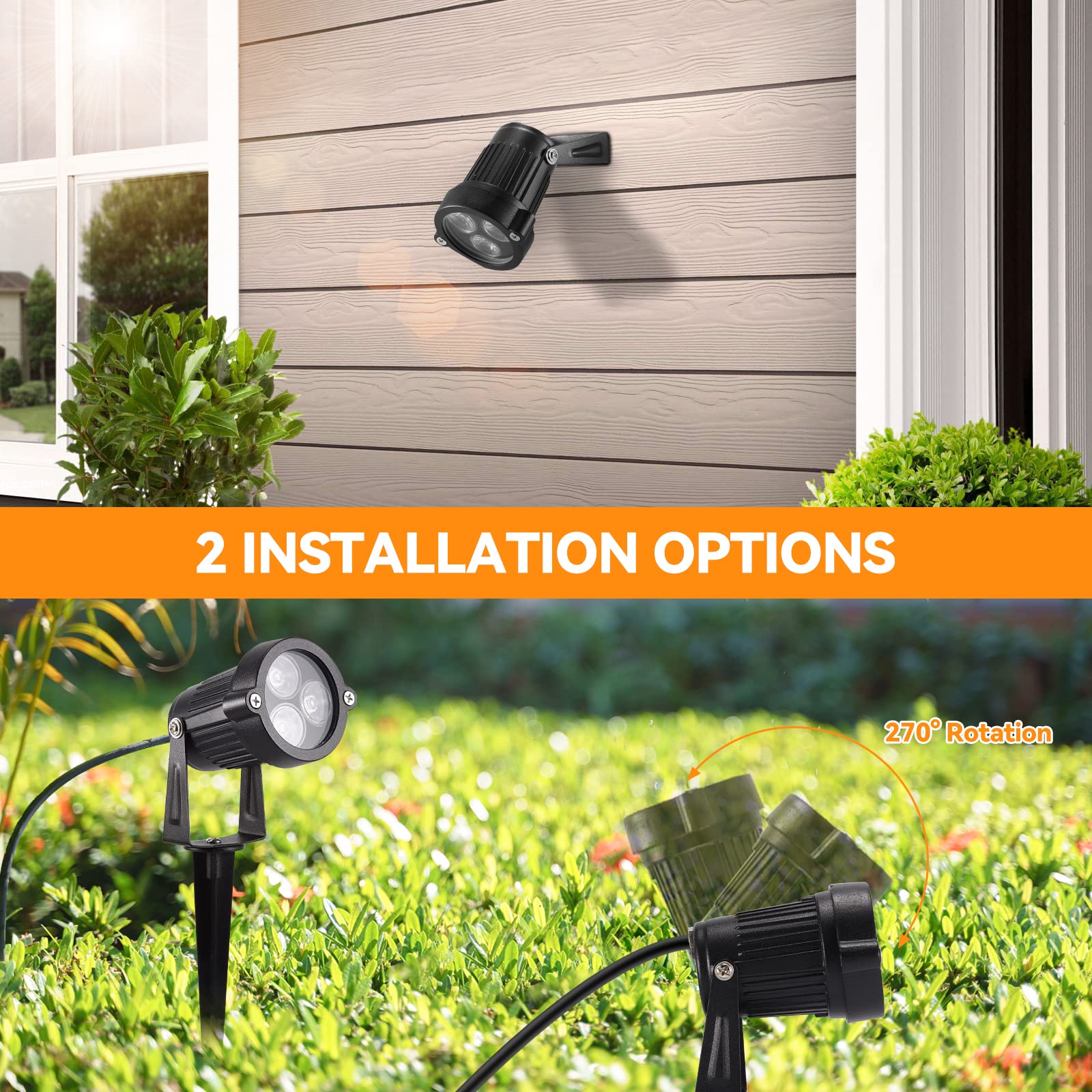 Lemonbest Outdoor Water-Resistant Led Lawn Garden Landscape Lamp Wall Yard Path Patio Lighting Spot Lights Green Ac Spiked Stand