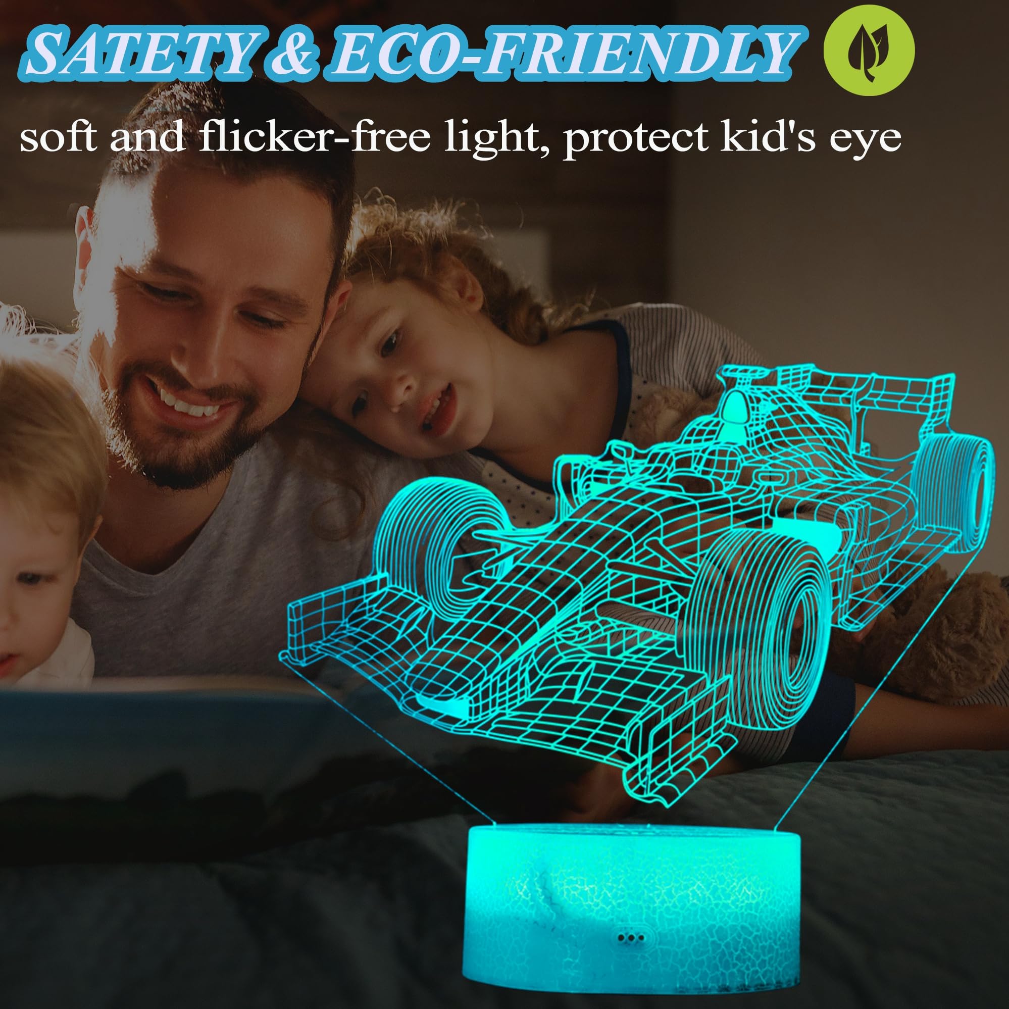 Posshe F1 Car Gifts For Boy, F1 Race Car Night Light With Remote Control, 16 Colors Changing, Rgb Flashing Mode And Dimmable, Ra