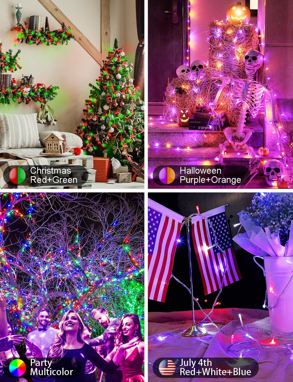 Echosari Smart String Lights, 200 Led 66Ft Rgb Color Changing Fairy Light, Music Sync, Clear Cable, Model Es-Usb-20M200String