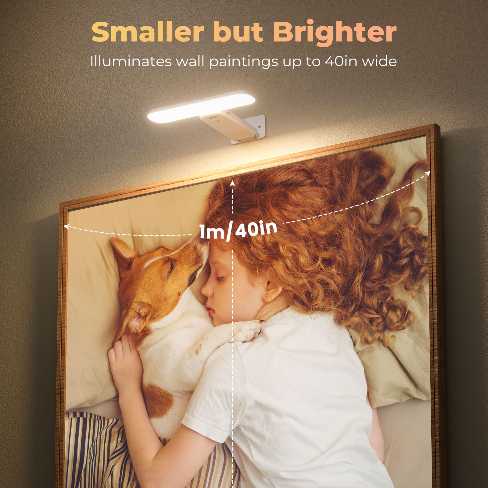 FULEN Picture Lights, Rechargeable LED Wall Lights, 3 Color Temperatures, 2 Pack, White, Model wl03, Cordless for Arts and Gallery