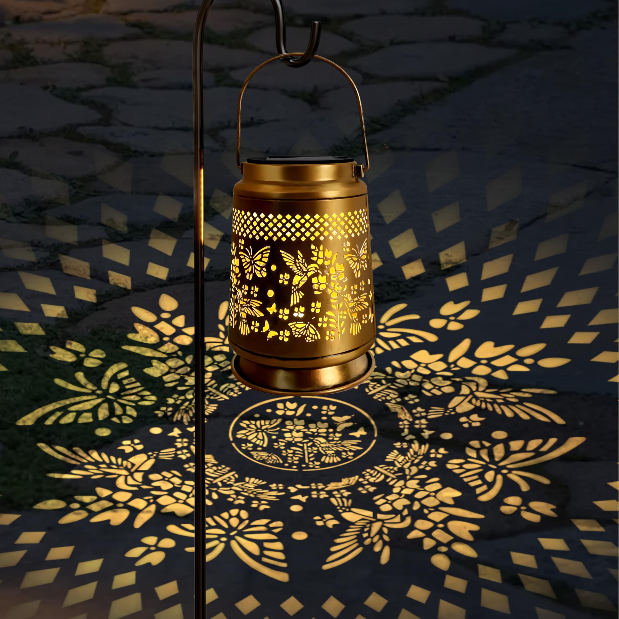 Ky&Bosam Hummingbird & Butterfly Solar Lanterns Outdoor Waterproof Garden Decor Birthday Gifts For Women Mom Solar Lights Metal