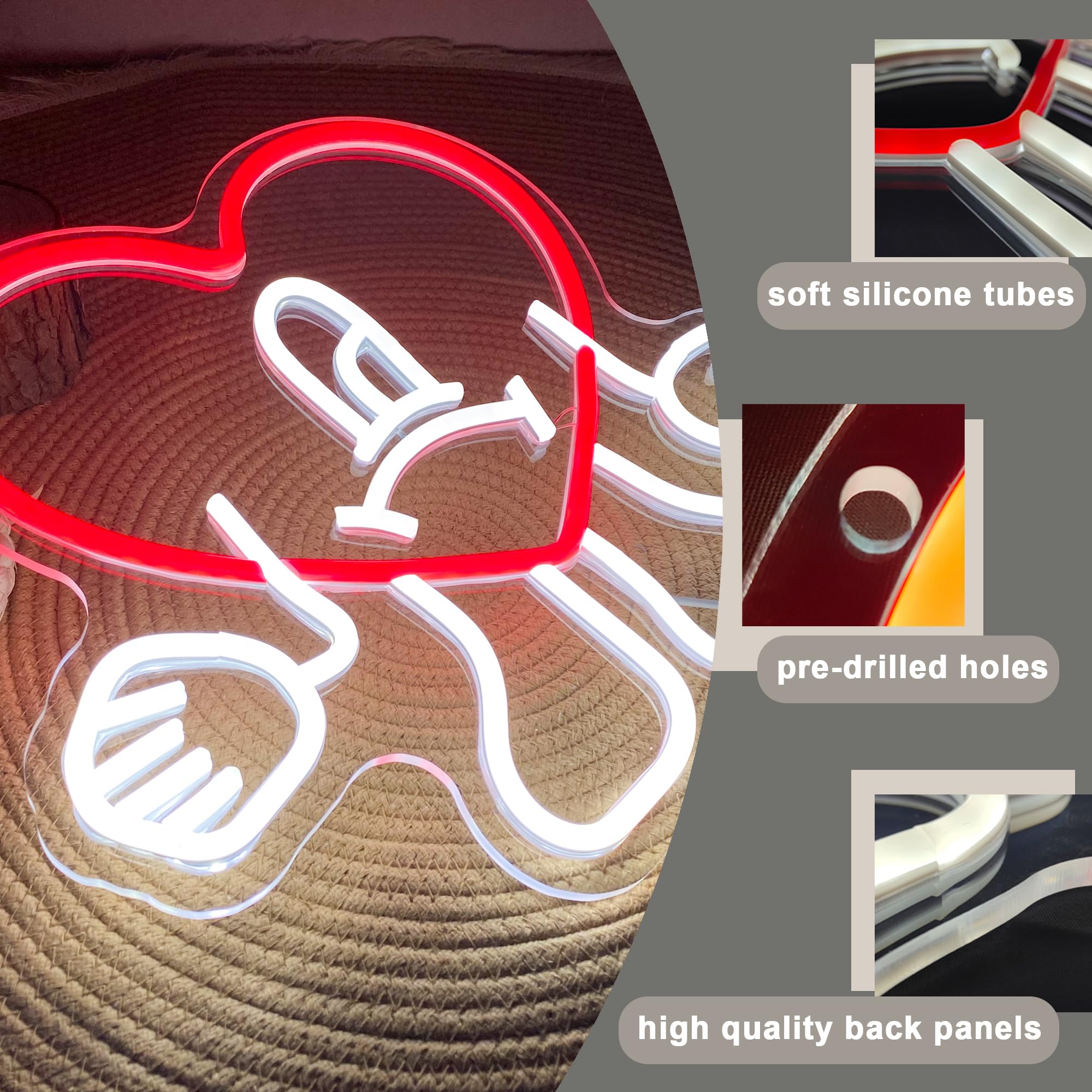 Bad Hip-Hop Bunny Neon Sign, Heart Shape Bunny Music Singer Merch Neon Light Signs for Wall Decor Kids Fans Valentinas Christmas