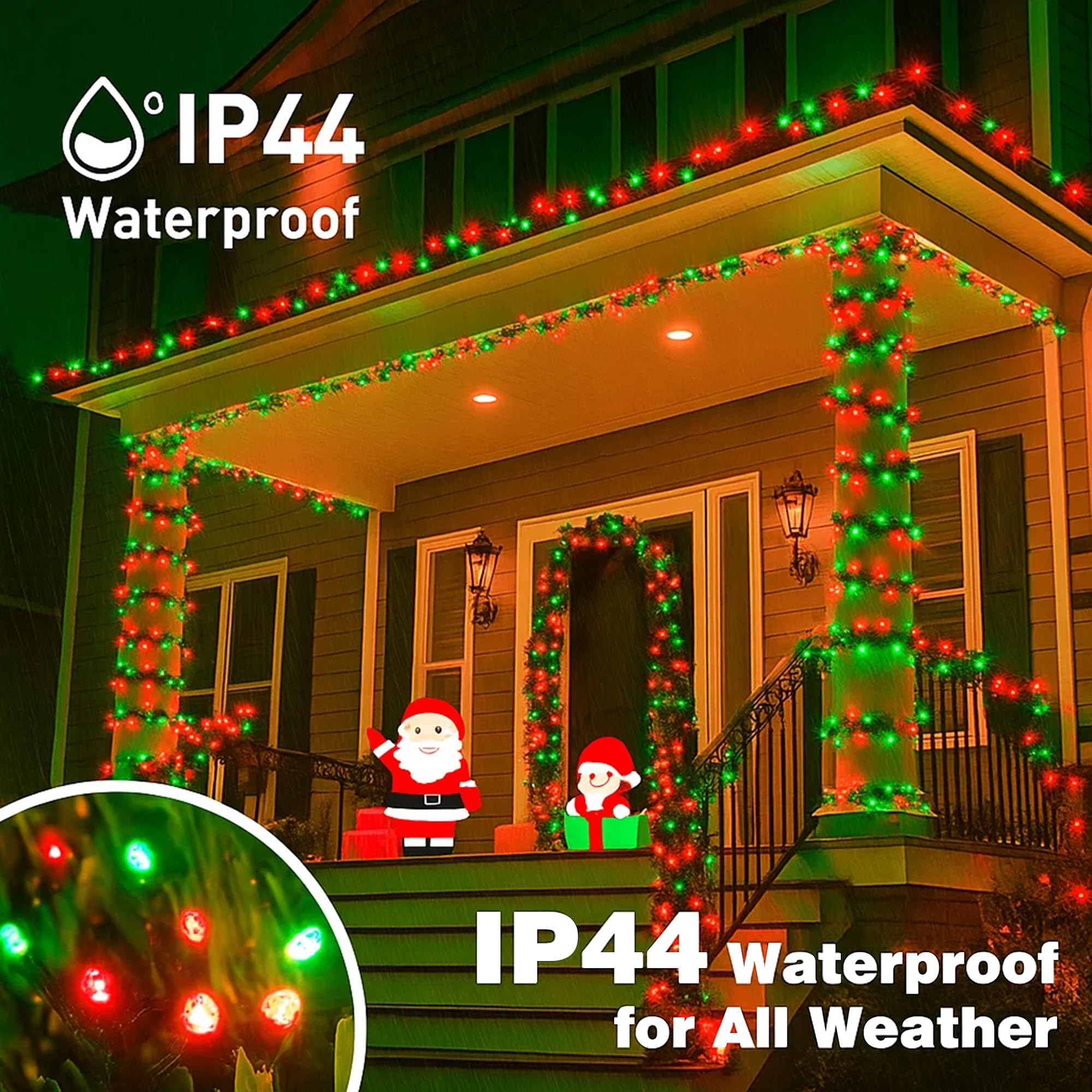 Domolli Christmas Lights 500Led 164Ft  Waterproof Christmas Tree Lights With 8 Modes  Remote Control 3 Timers & Memory Function Xmas Decorations For House And Holiday (Red And Green)