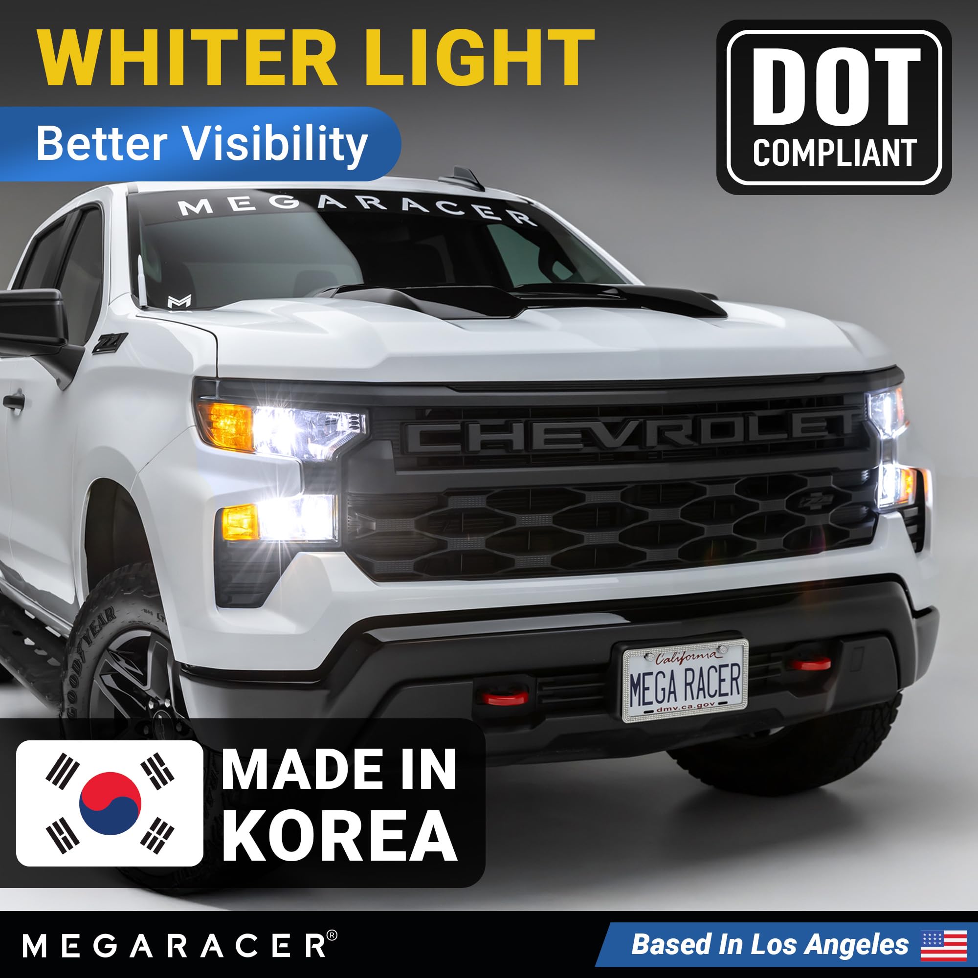 Mega Racer Premium 9006 9005 Halogen Headlight Bulbs Combo - 12V, 55W/65W, DOT Compliant, Brighter White Light for Cars