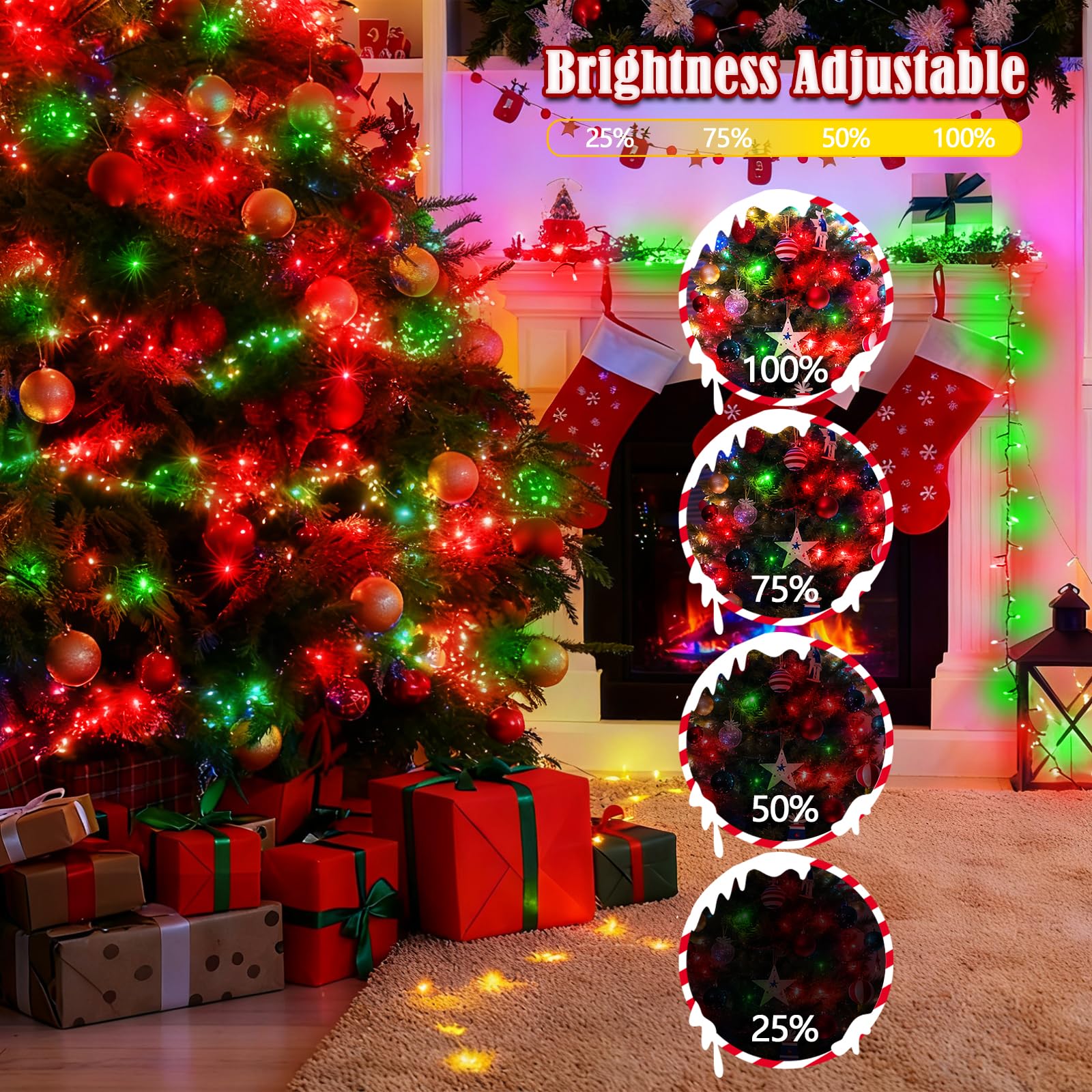 Voice Control 88Ft 240Led Smart Christmas String Lights Outdoor/Indoor | String Lights Plug In With Remote  12Modes  7Voice Commands & Timers  Christmas Twinkle Light For Xmas Tree Decor (Red & Green)
