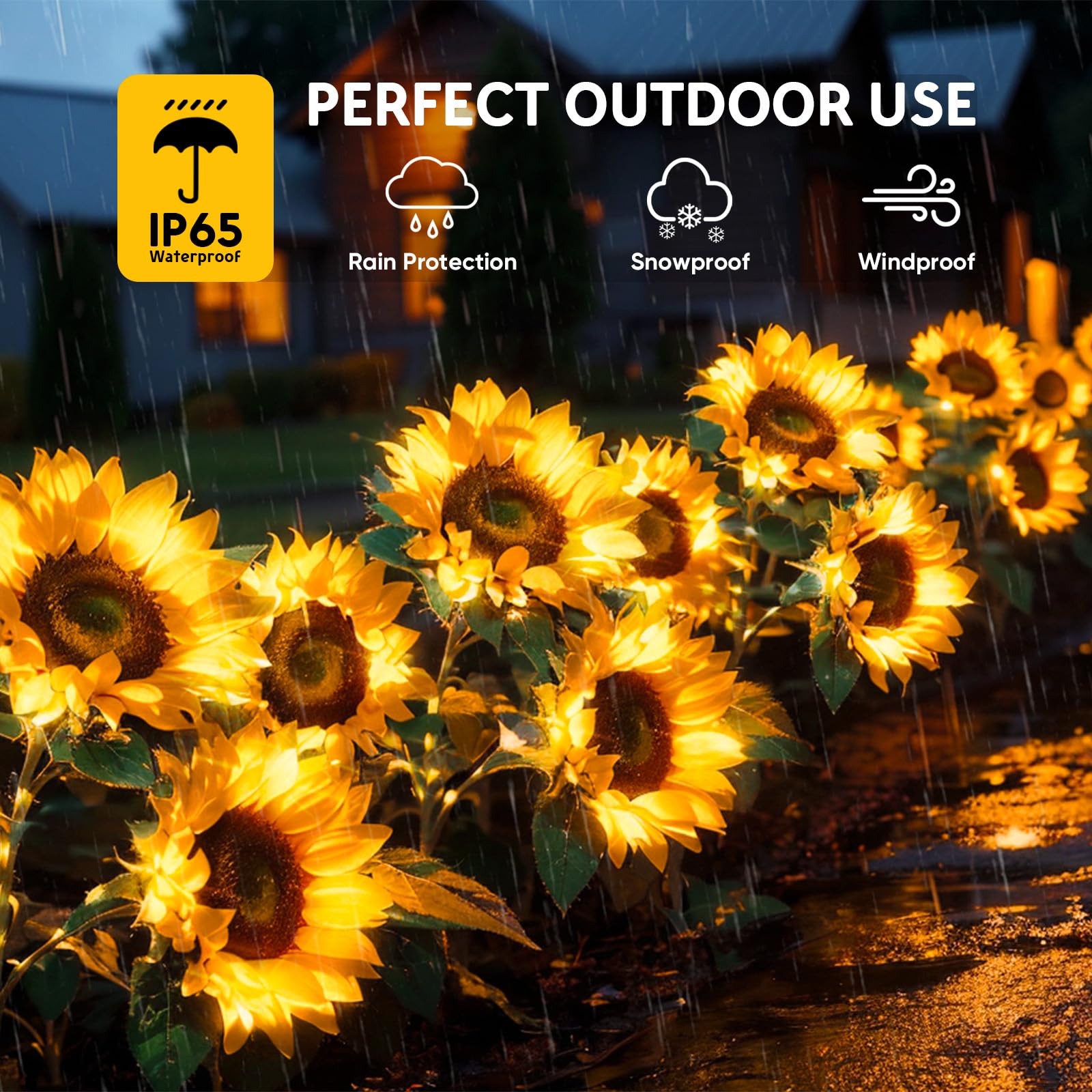 Bomier Solar Flowers - 3 Pack Waterproof Decorative Garden Lights With Sunflower Design