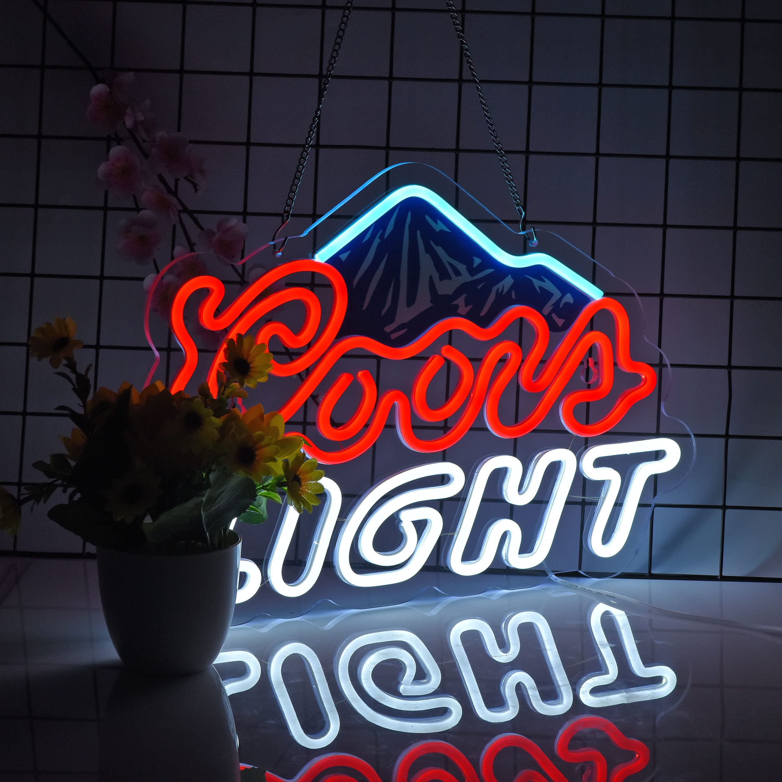 Duoweoy Neon Sign for Wall Décor, LED Dimmable Switch, Glass, Blue Red White