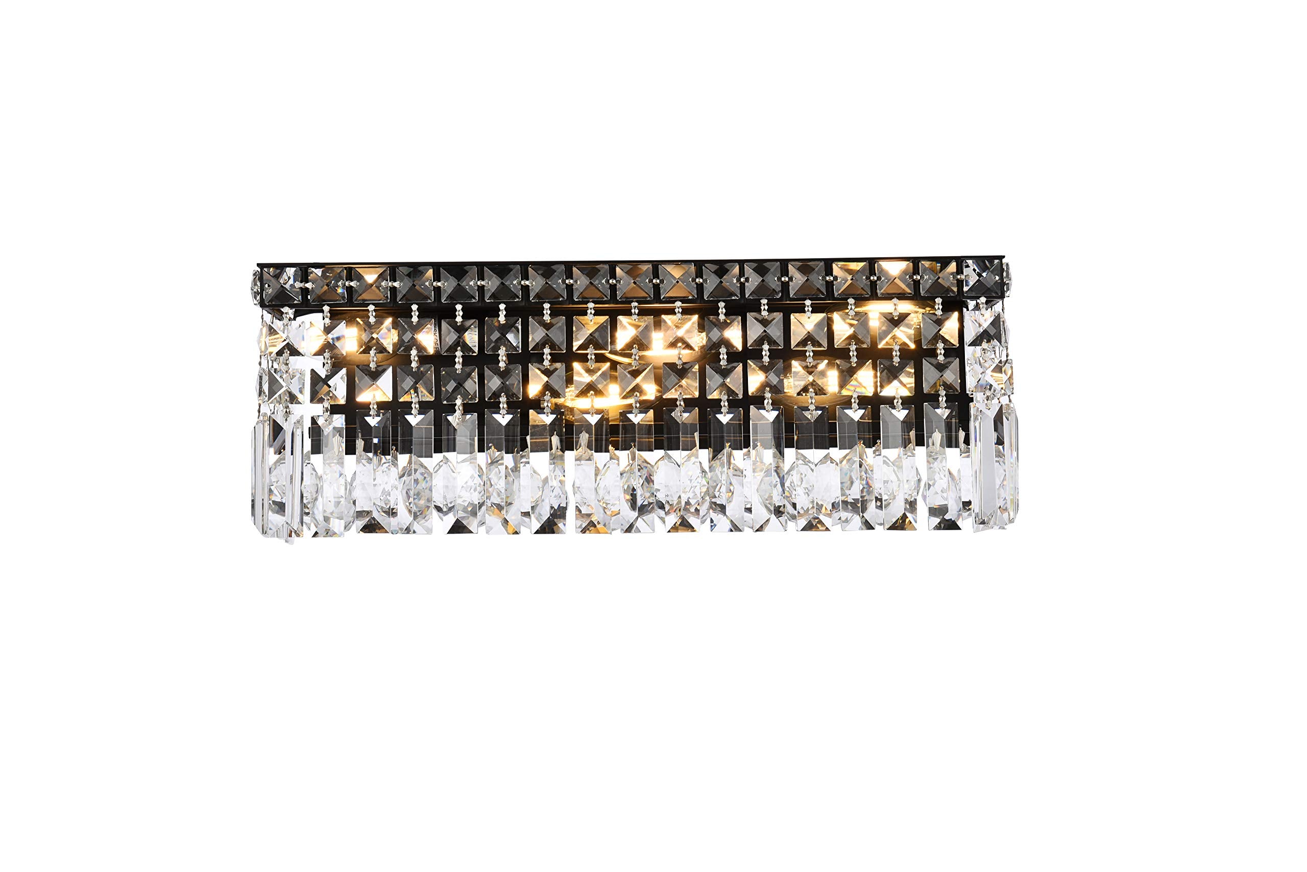 Elegant Lighting Maxime 18&quot; Black Crystal Wall Sconce - Metal Wall Light Fixture