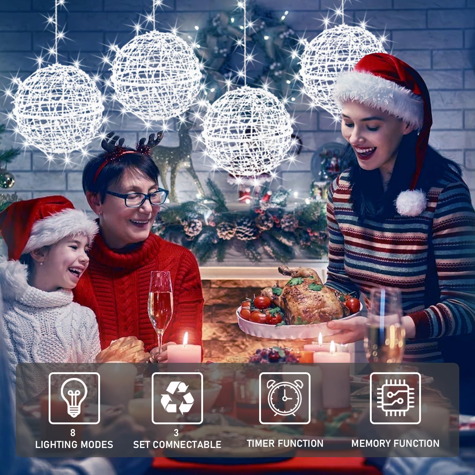 Outdoor Balls Lights Hanging Tree Garden Lights - 4 Pack 11.8'' Sphere Lights With Plug In Globe Lights Trees Garden Lights For