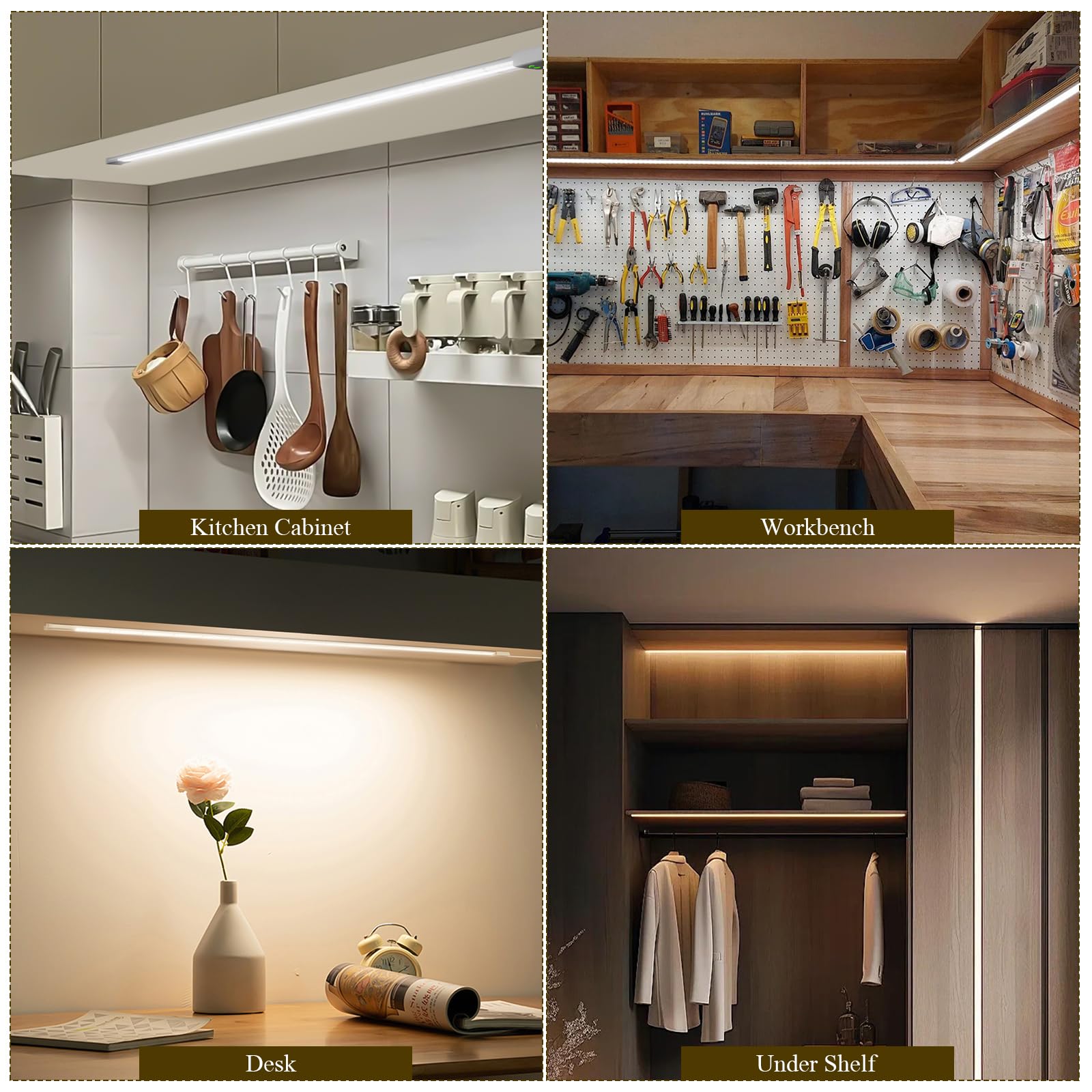 Under Cabinet Lights Plug In Cuttable 40 Inch Hand-Wave Ultra-Bright 1090Lm 3-Color Flexible Silicone Slim Stick On Undercabinet Led Light Strip For Kitchen Counter / Sink  Under Shelf & Desk Lighting