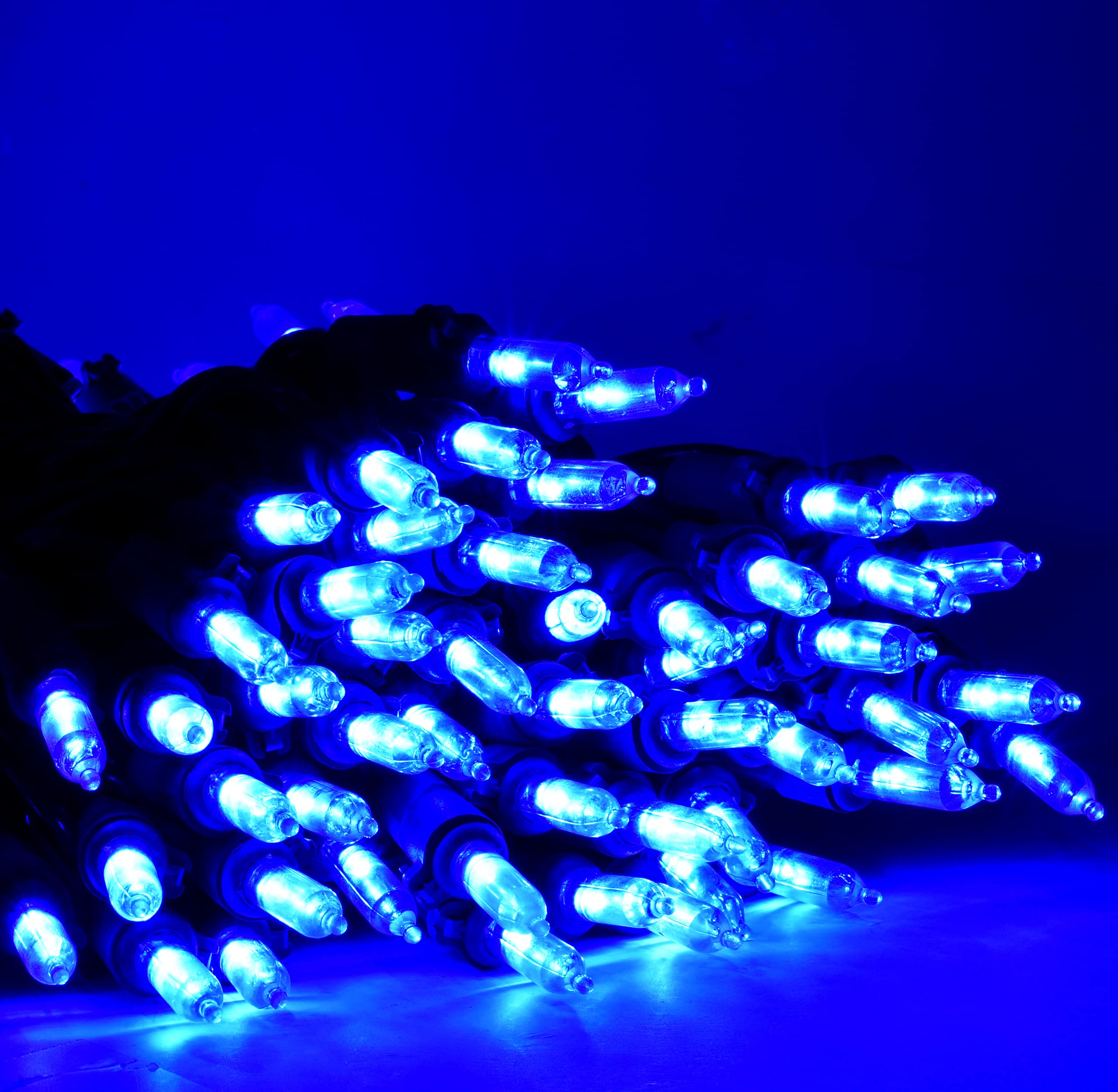 Holiday Essence Blue Led Xmas String Light 100 Count Green Wire 26.9 Ft Incandescent Hanukkah Traditional Light For Indoor Outdo