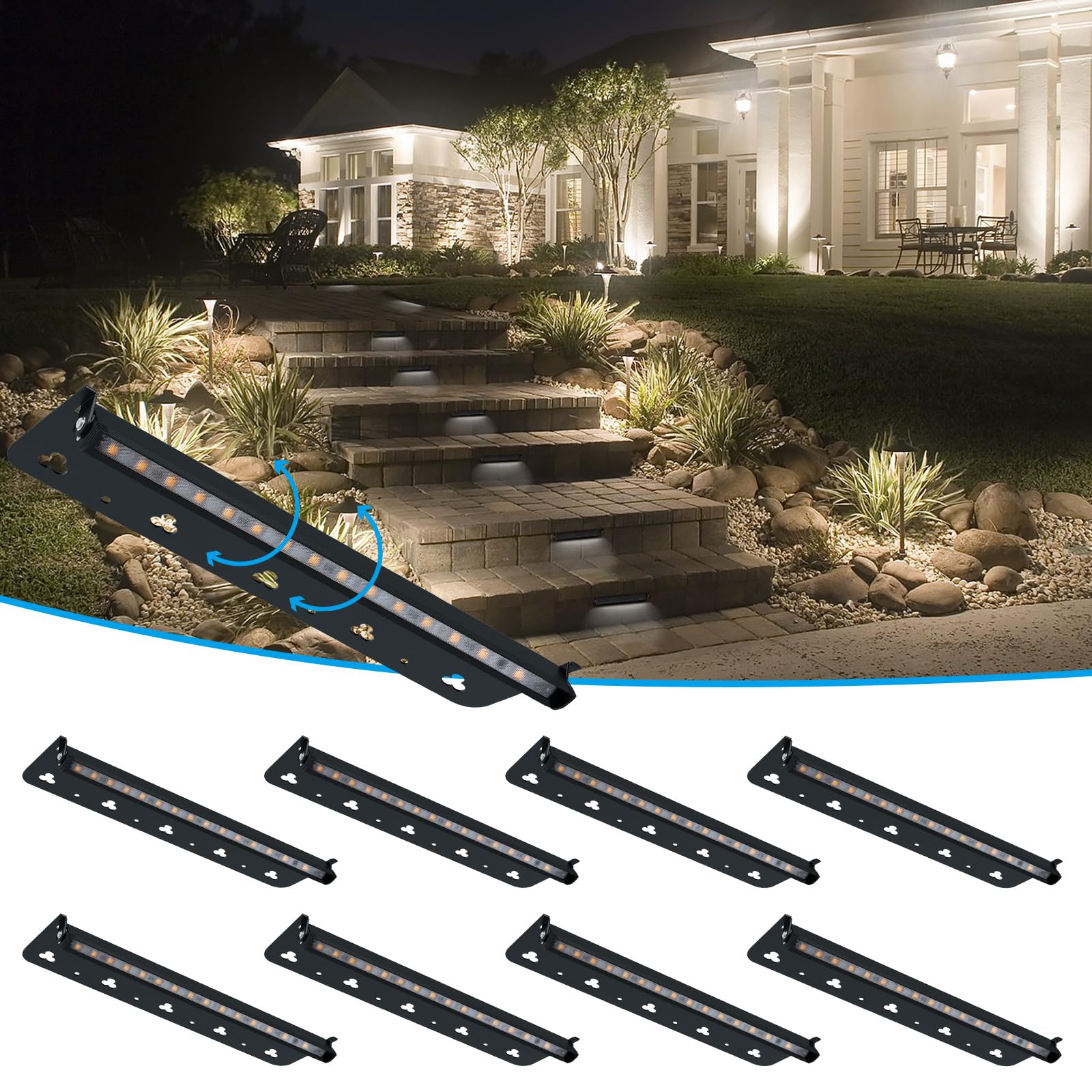 Modern 12inch 5W Hardscape Lighting,5000K Daylight White Retaining Wall Lights,12V AC/DC Low Voltage Landscape Paver Lights,IP65