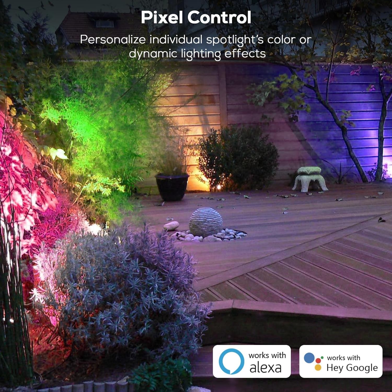 Zyan 4 Pack 24W Smart Landscape Lights, Color Changing, Compatible With Alexa