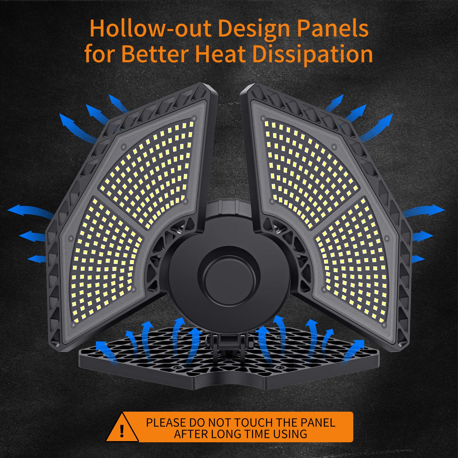 Led Garage Lights, 140W 18500 Lumens Garage Ceiling Lighting, 6000K Daylight With Deformable Three Panels Garage Light Fixture E