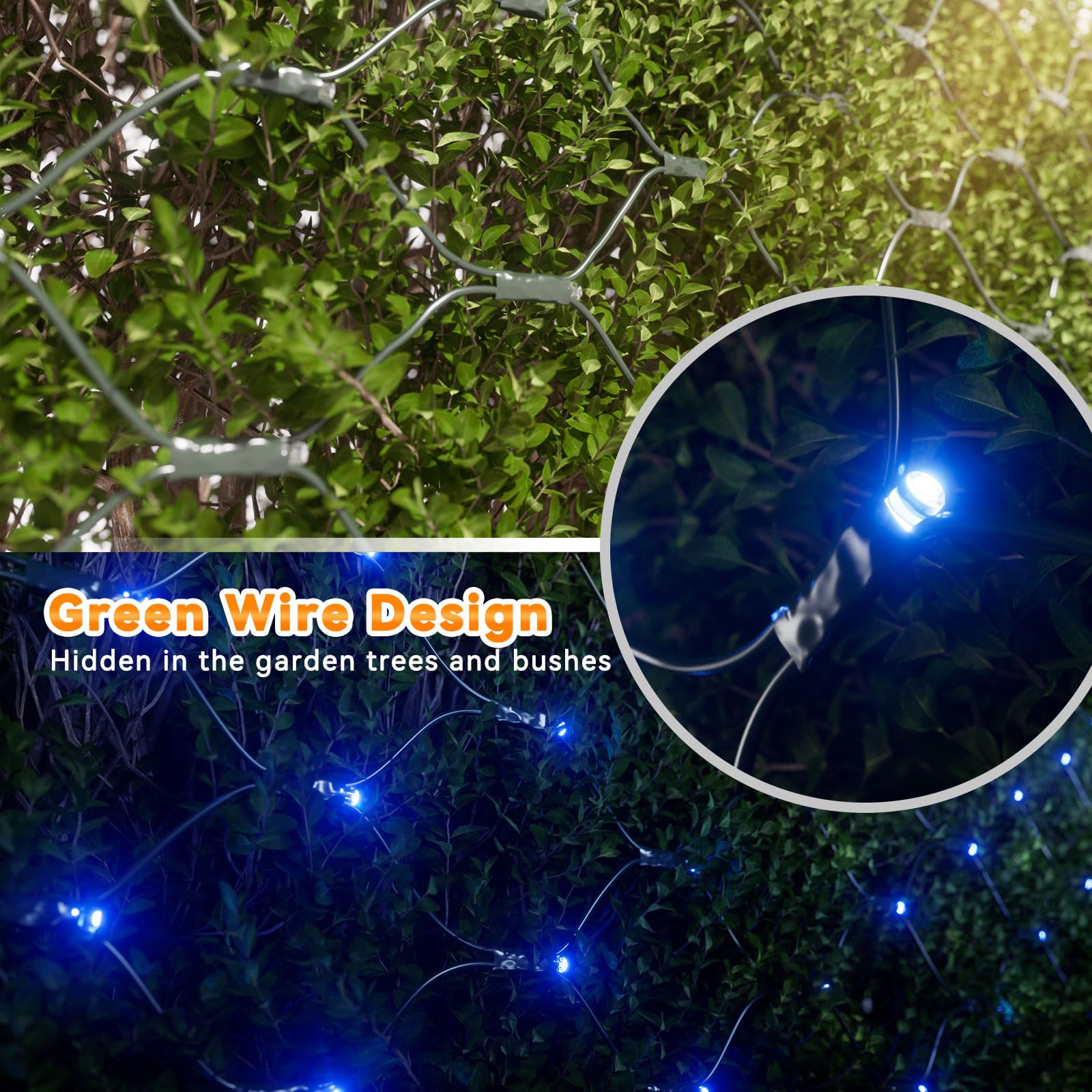 Lithome 21Ft X 5Ft Christmas Net Lights Outdoor Mesh Lights  360 Led Christmas Blue Net Light For Bushes Connectable  8 Modes Giant Mesh Light Waterproof Green Wire For Tree Garden Party Roof Decor