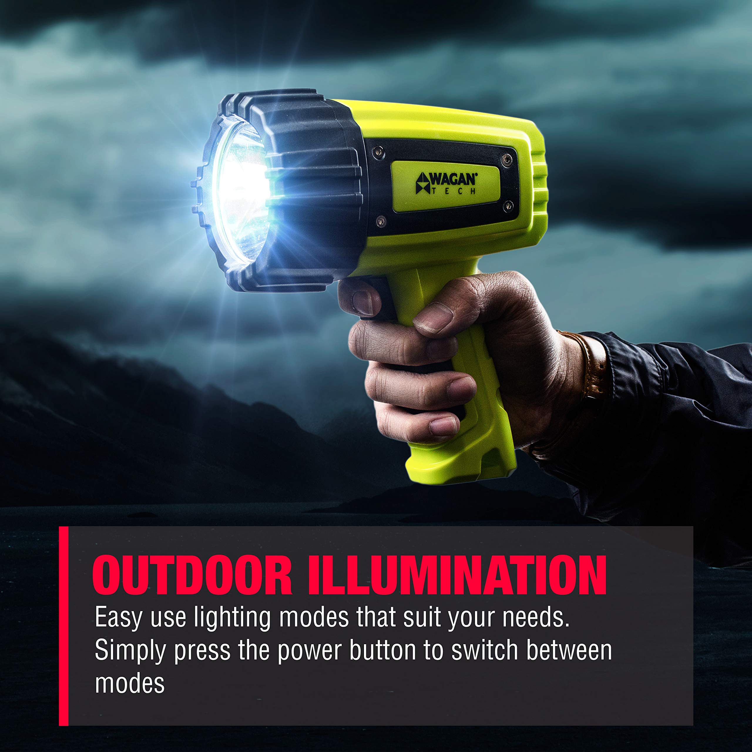 Wagan El4320 Brite-Nite R600 Led Spotlight Lantern 1000 Lumen Led Handheld Light Ip44 Water Resistant Rechargeable Battery For O