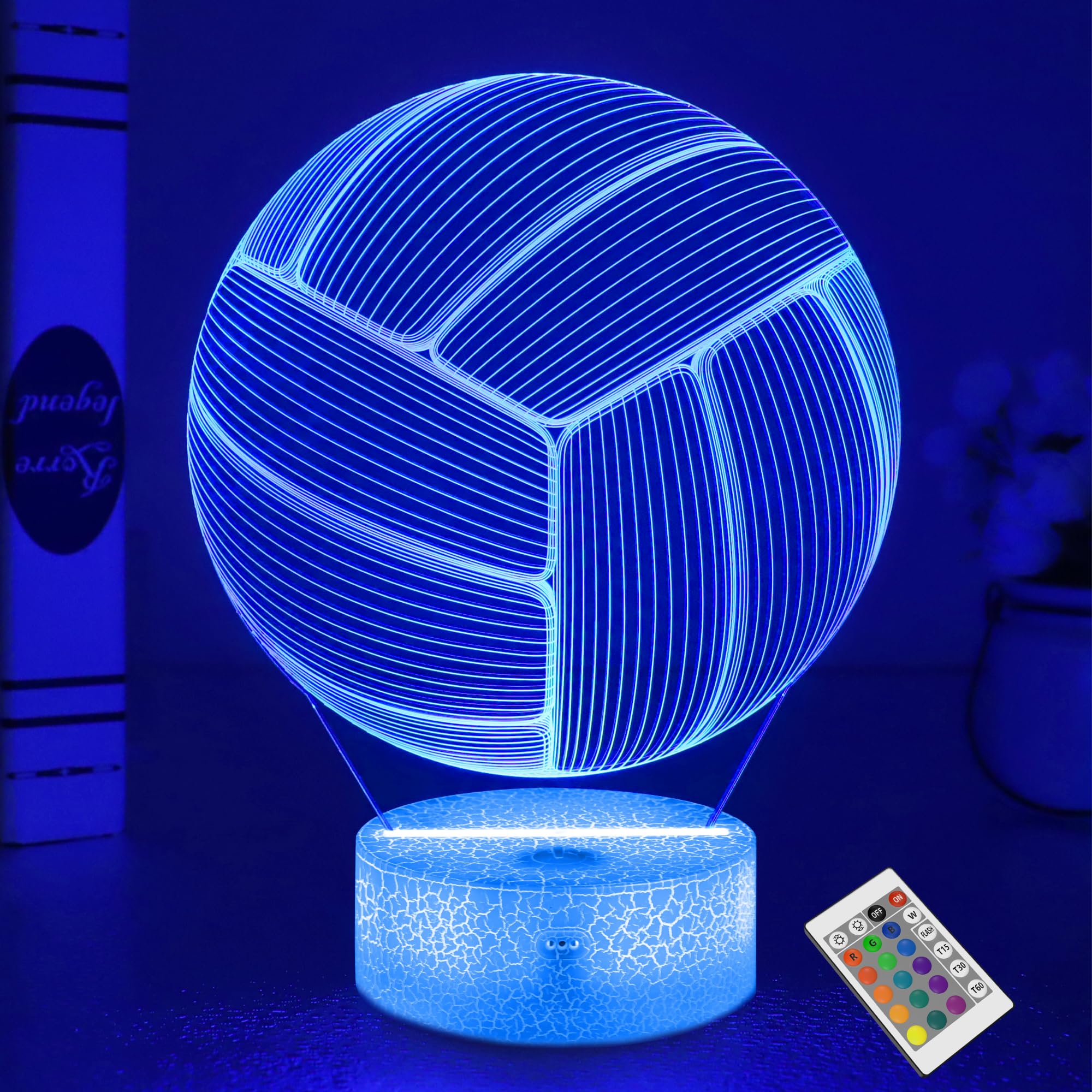 FULLOSUN Volleyball Gift  Kids Volleyball Night Light  3D Illumination Lights Boys Gift 16 Colors Changeable Kids Room Lighting Creative Decoration Coach Lover