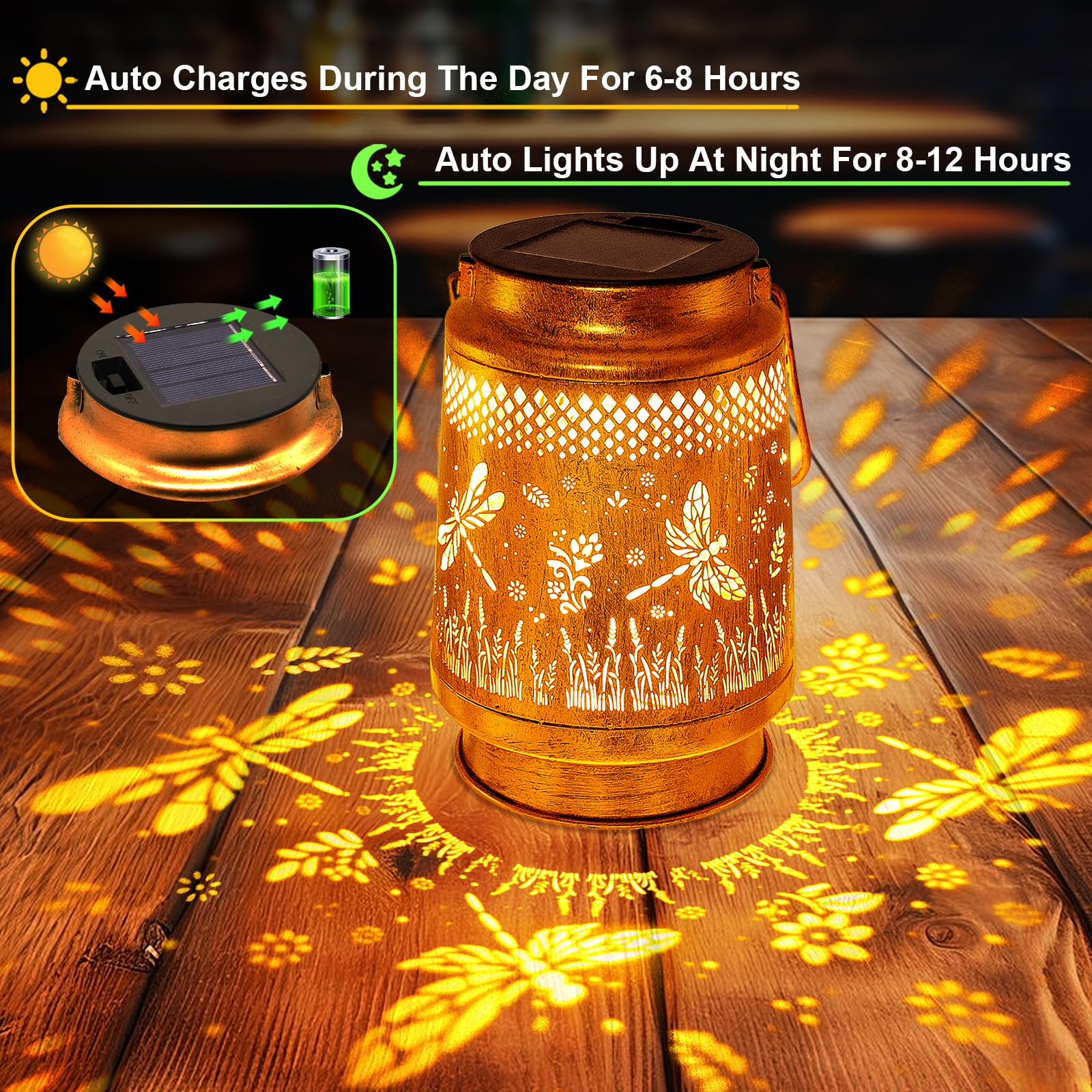 Solar Lanterns Outdoor Waterproof Dragonfly Garden Decor  Birthday Gifts For Women Mom Grandma Christmas  Hanging Solar Lights Metal Led Decoration With Shepherd Hook Outside For Garden Yard Patio
